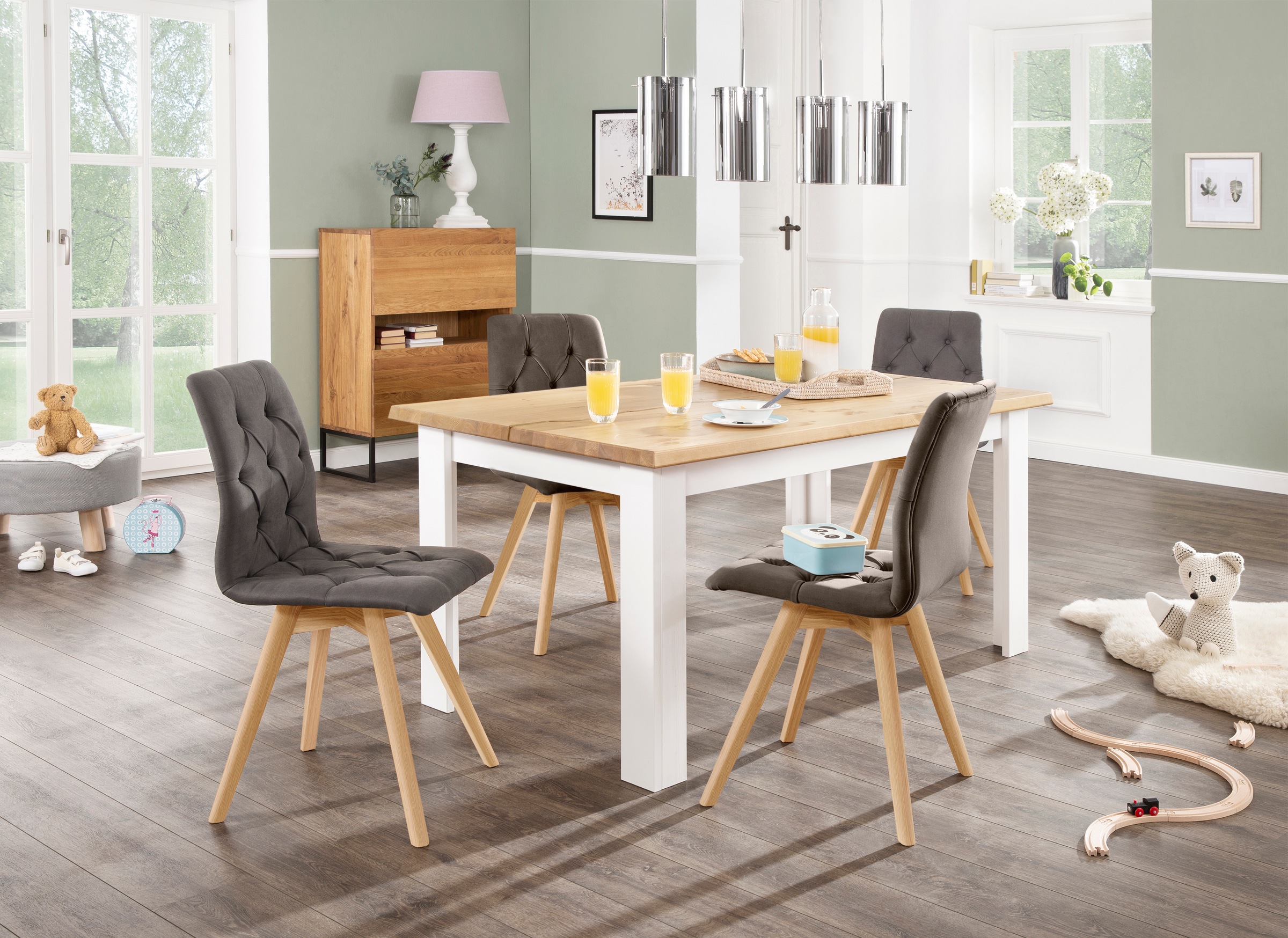 andas Esszimmerstuhl »Rania«, (Set), 2 St., Samtoptik, im 2er/4er/6er Set, Massivholzbeinen