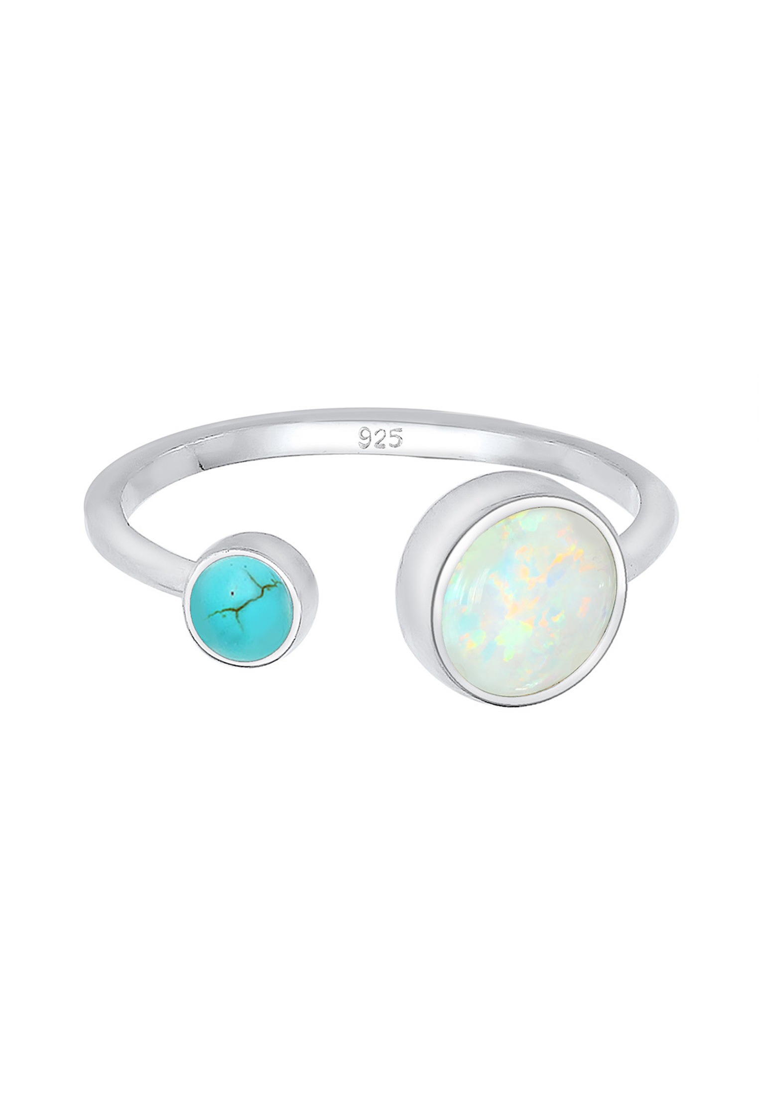 Elli Fingerring »Synthetischer Opal Türkis 925 Sterling Silber verstellbar«