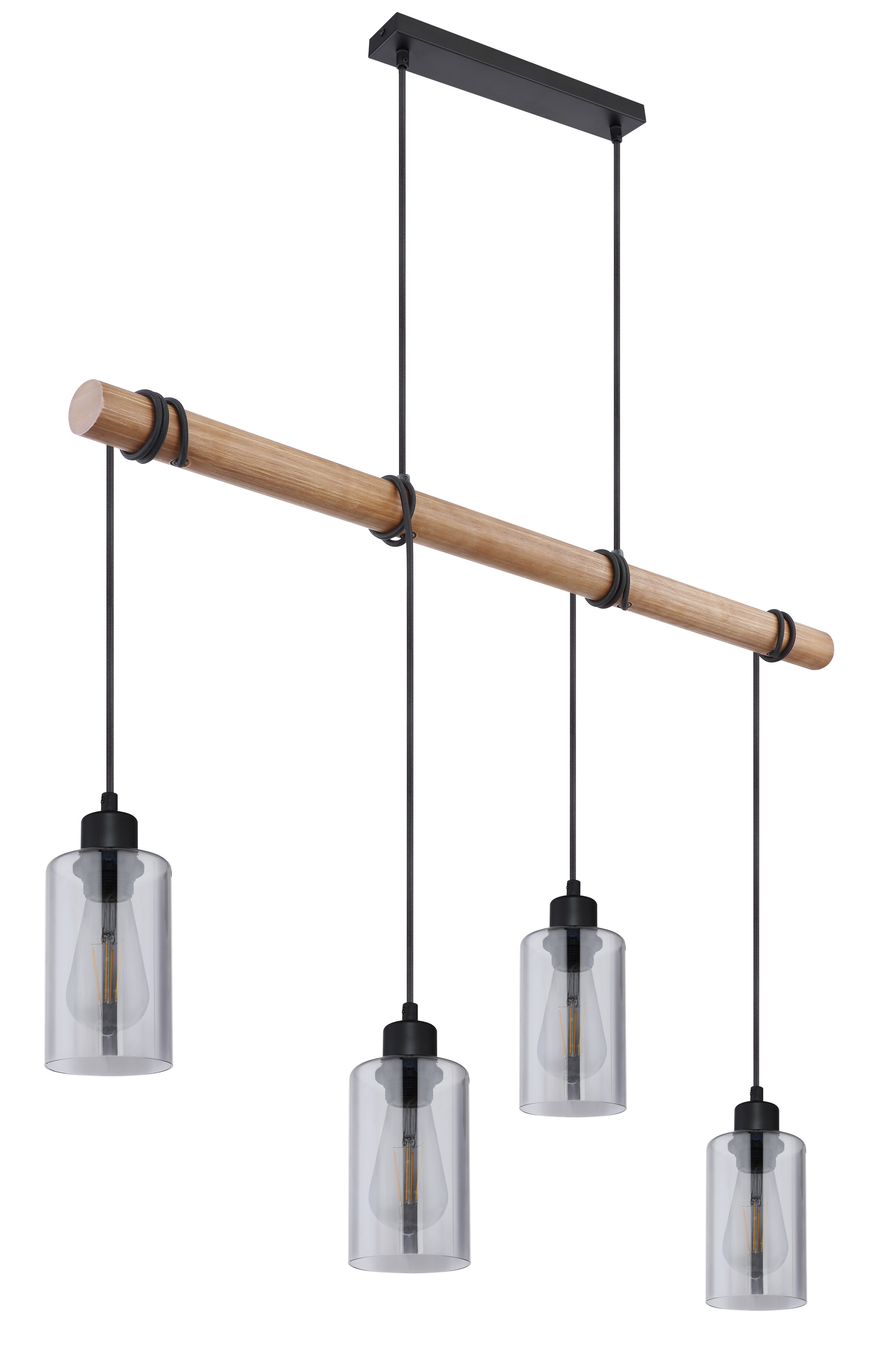 GLOBO LIGHTING Hängeleuchte »HADERA«, Leuchtmittel E27 | ohne Leuchtmittel, Hängelampe/Pendelleuchte/Glas rauchfarben/Kabel zum Herumwickeln