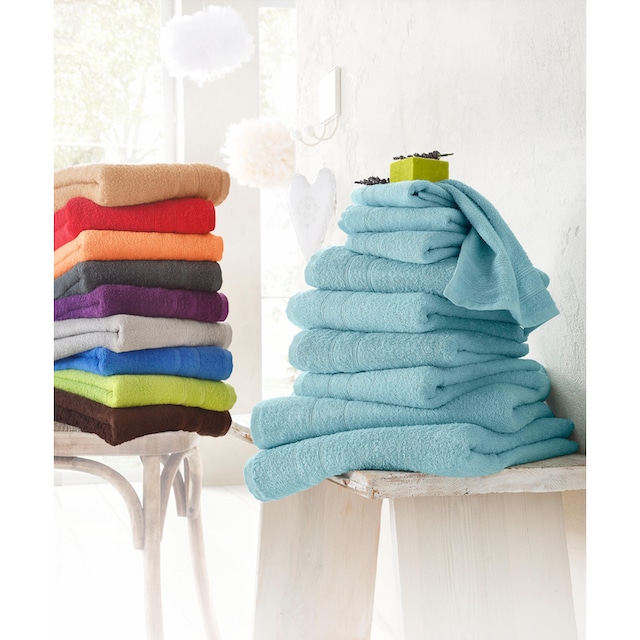 my home Handtuch Set »Inga, Handtücher mit feiner Bordüre,«, Set, 10 tlg.,  Walkfrottee, Duschtücher, Handtücher, Gästetücher, Seiftücher aus 100%  Baumwolle | BAUR