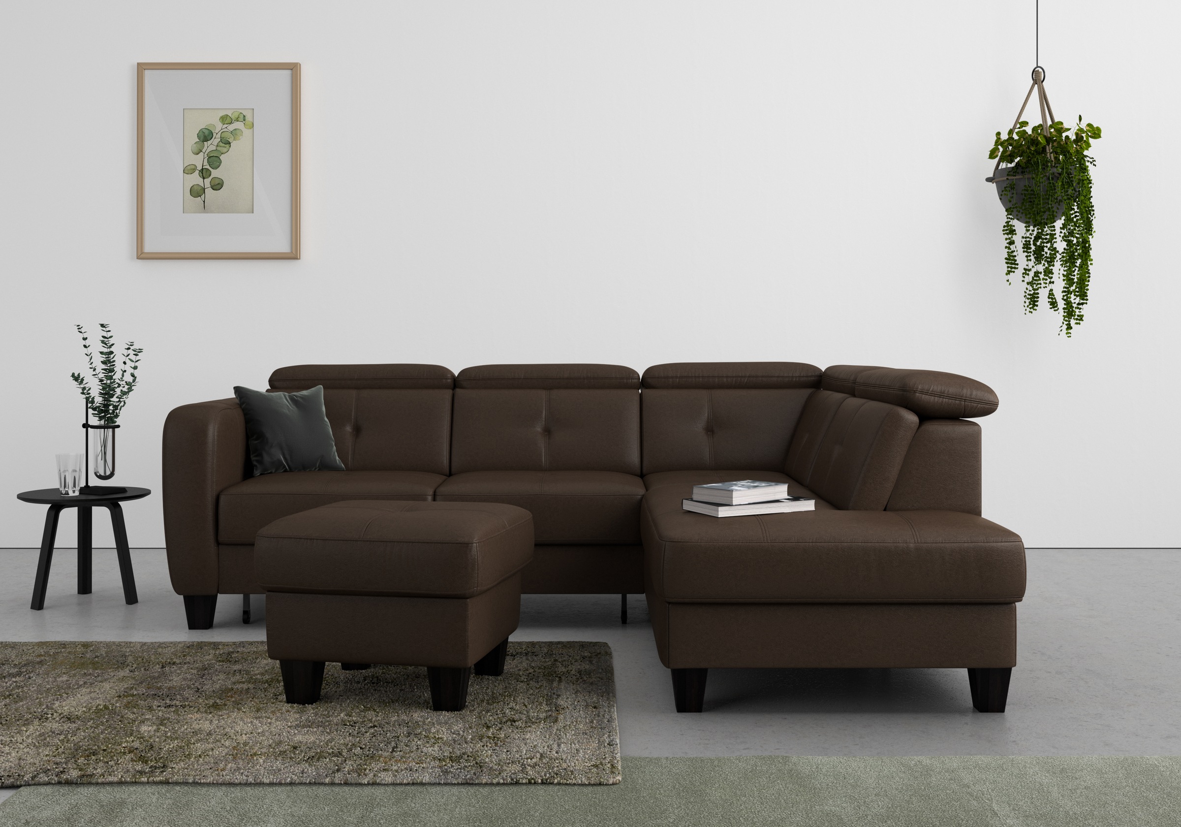 sit&more Ecksofa »Belluci L-Form«, inklusive Federkern, wahlweise mit Bettfunktion und Bettkasten
