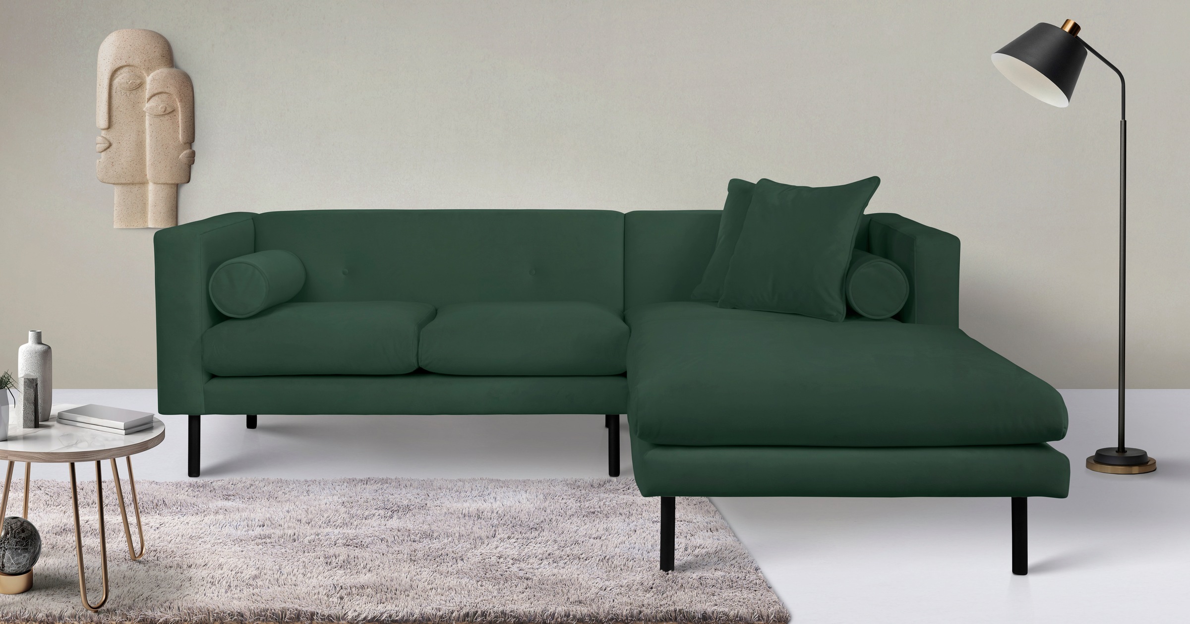 Home affaire Ecksofa "Lillibeth L-Form Designsofa, Maße B/T/H: 240/173/83 cm" Zierkissen als Wendekissen, in Samtoptik oder Cord