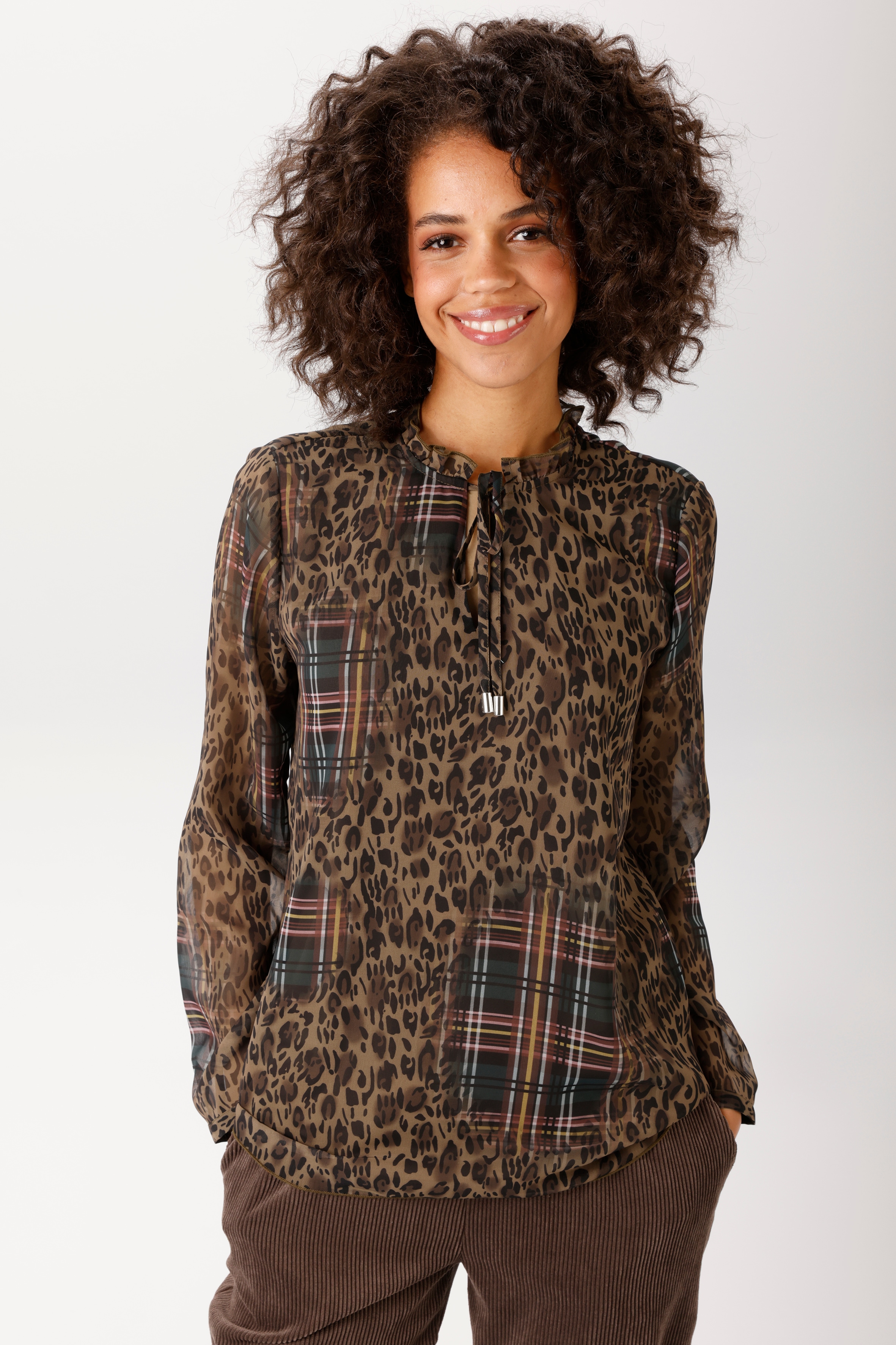 Aniston CASUAL Schlupfbluse im Leodruck mit farbenfrohen Karos - NEUE KOLLEKTION