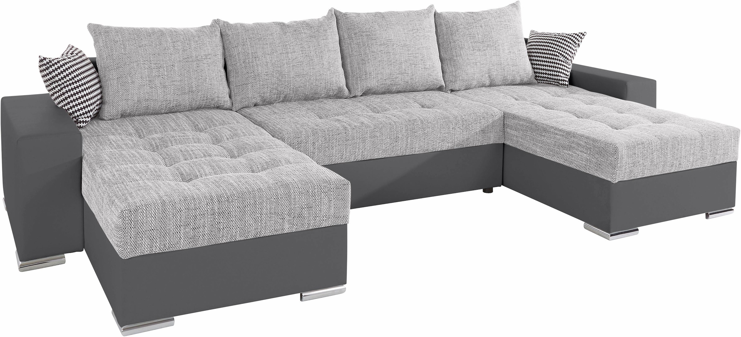 COLLECTION AB sofa »XL-Josy U-Form plotis 313 cm Kunstleder-Mix Microfaser« ir miegojimo funkcija Dėžutė patalynei su 4 gleich dydžiai Dekoratyvinės pagalvėlės