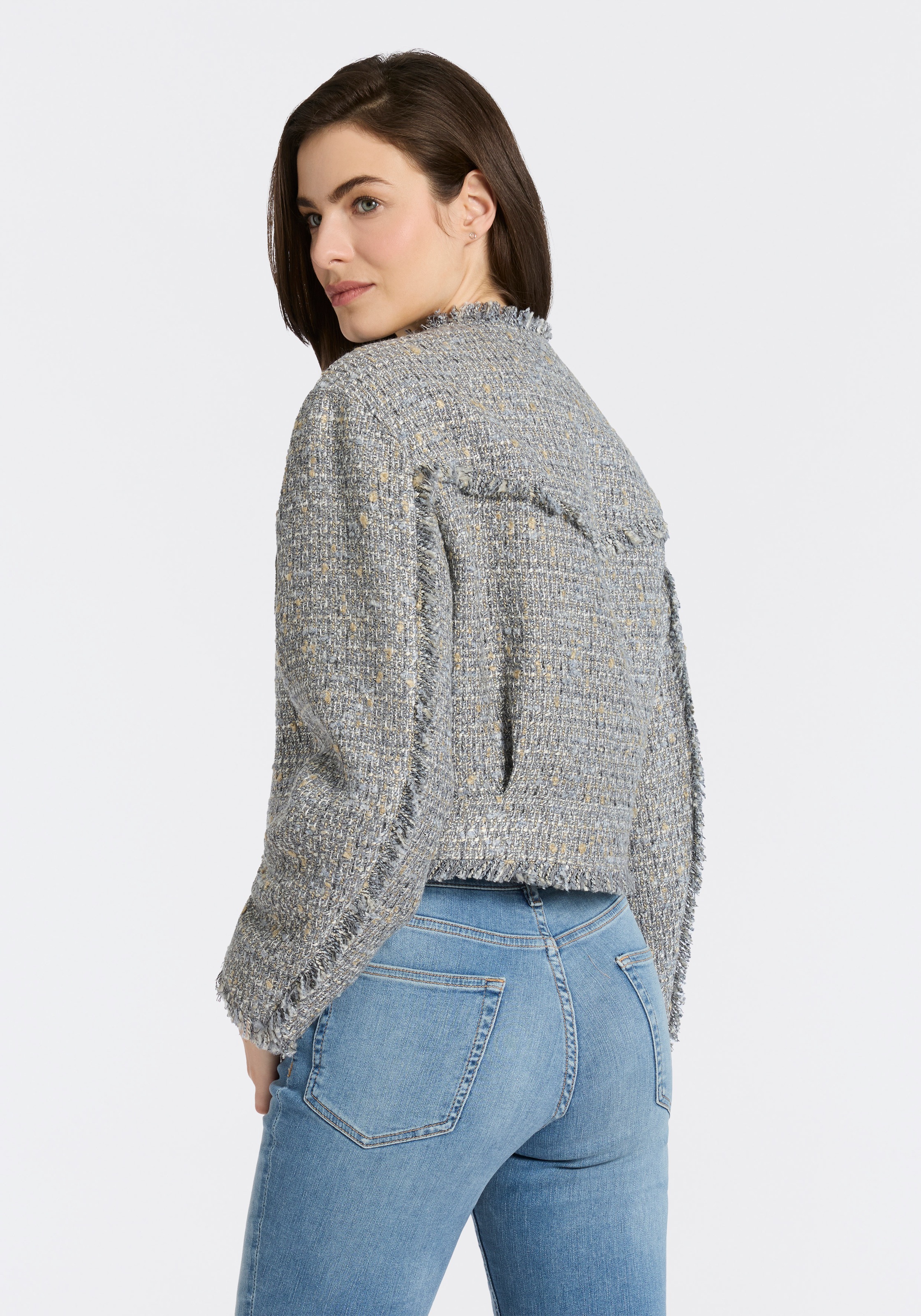 BOSS ORANGE Kurzblazer "Jawelli Premium Damenmode" mit Fransen-Details günstig online kaufen