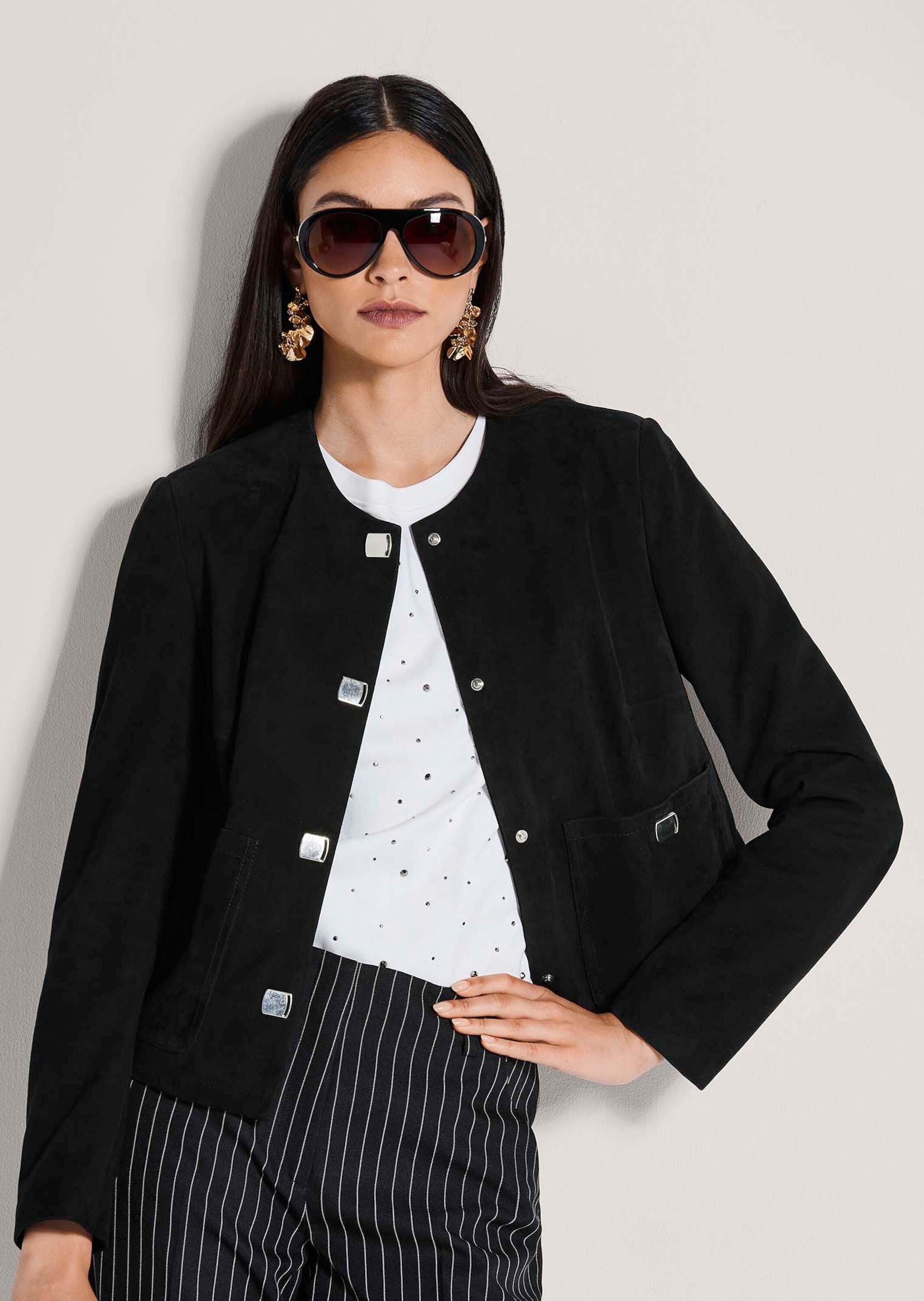 MADELEINE Lederjacke »Lederjacke Kurzjacke mit Schmuckknöpfen«