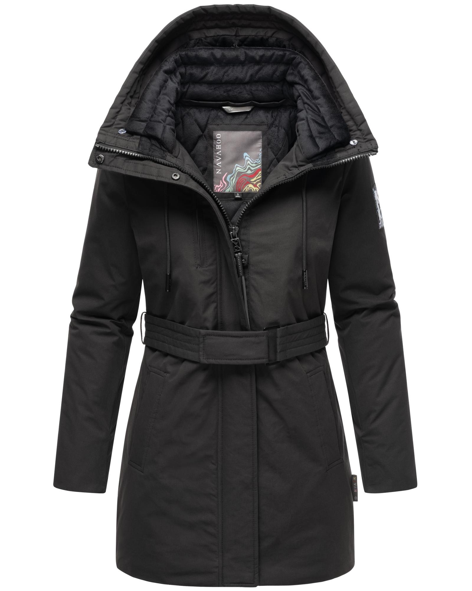 Navahoo Winterjacke »Eishauch 14«, mit Kapuze, Damen Winterparka mit Taillengürtel und Fleece-Kragen