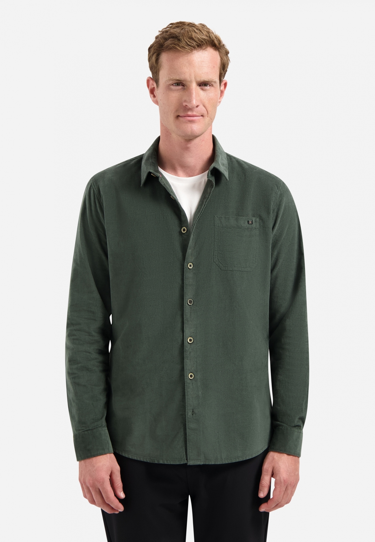 NO EXCESS Langarmhemd "No Excess Cordhemd Shirt Solid Fine Herringbone" günstig online kaufen