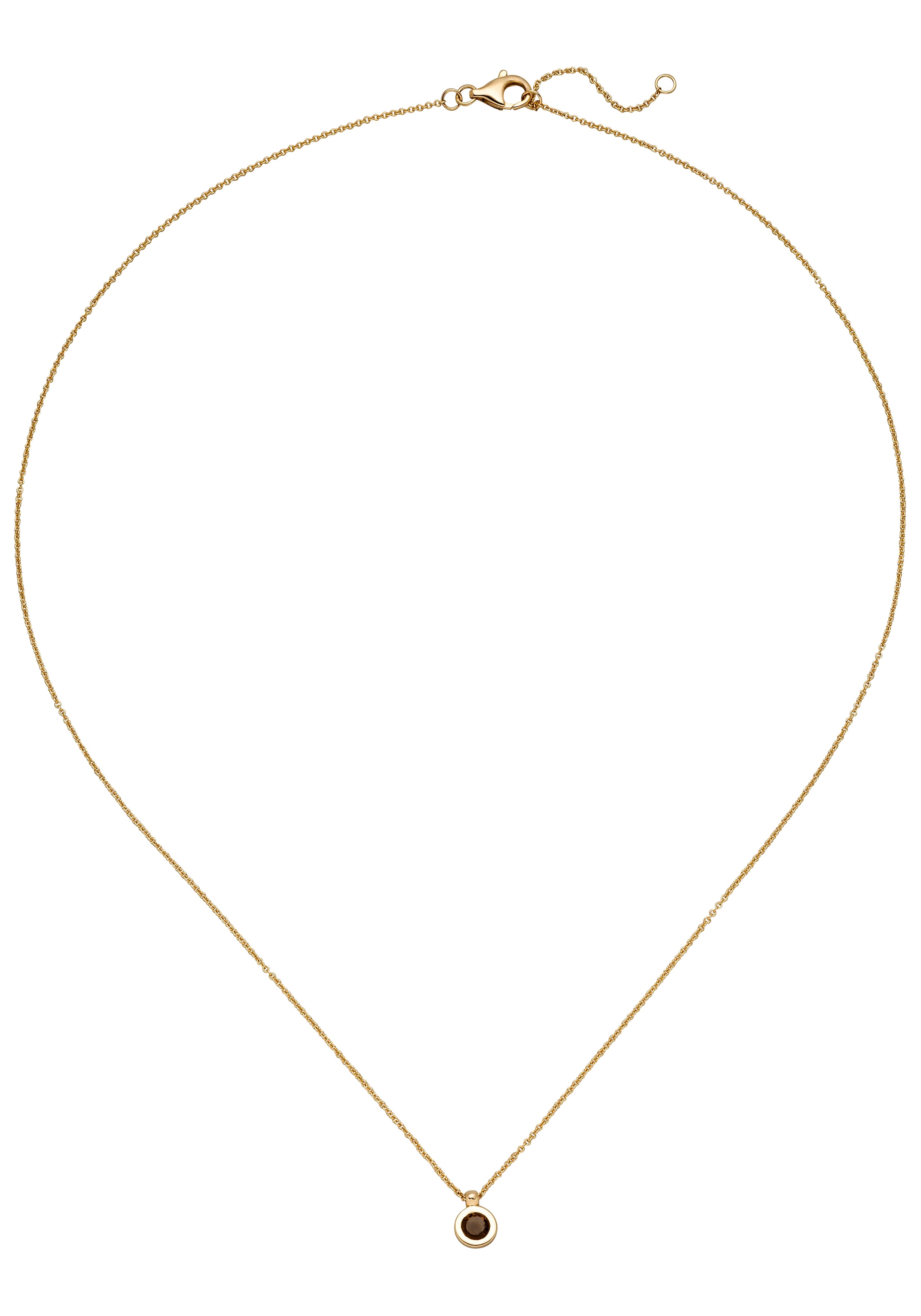 Kette mit Anhänger JOBO "Goldkette 45 cm", braun, Halsketten, Damen, Gelbgold 585, L: 45, 585 Gold mit Rauchquarz