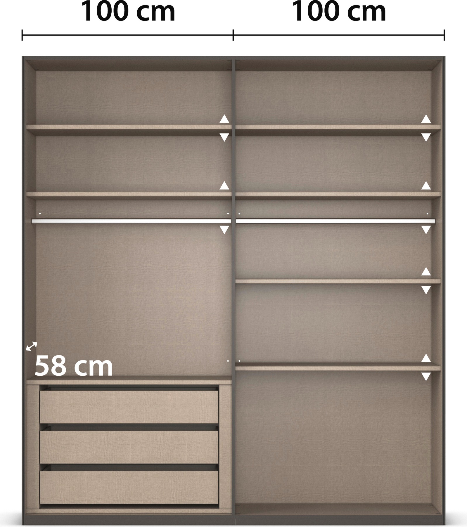 rauch Schwebetürenschrank »Lumis«, Glasrahmentüren aus transparentem Grauglas inkl. umfangreichem Zubehör