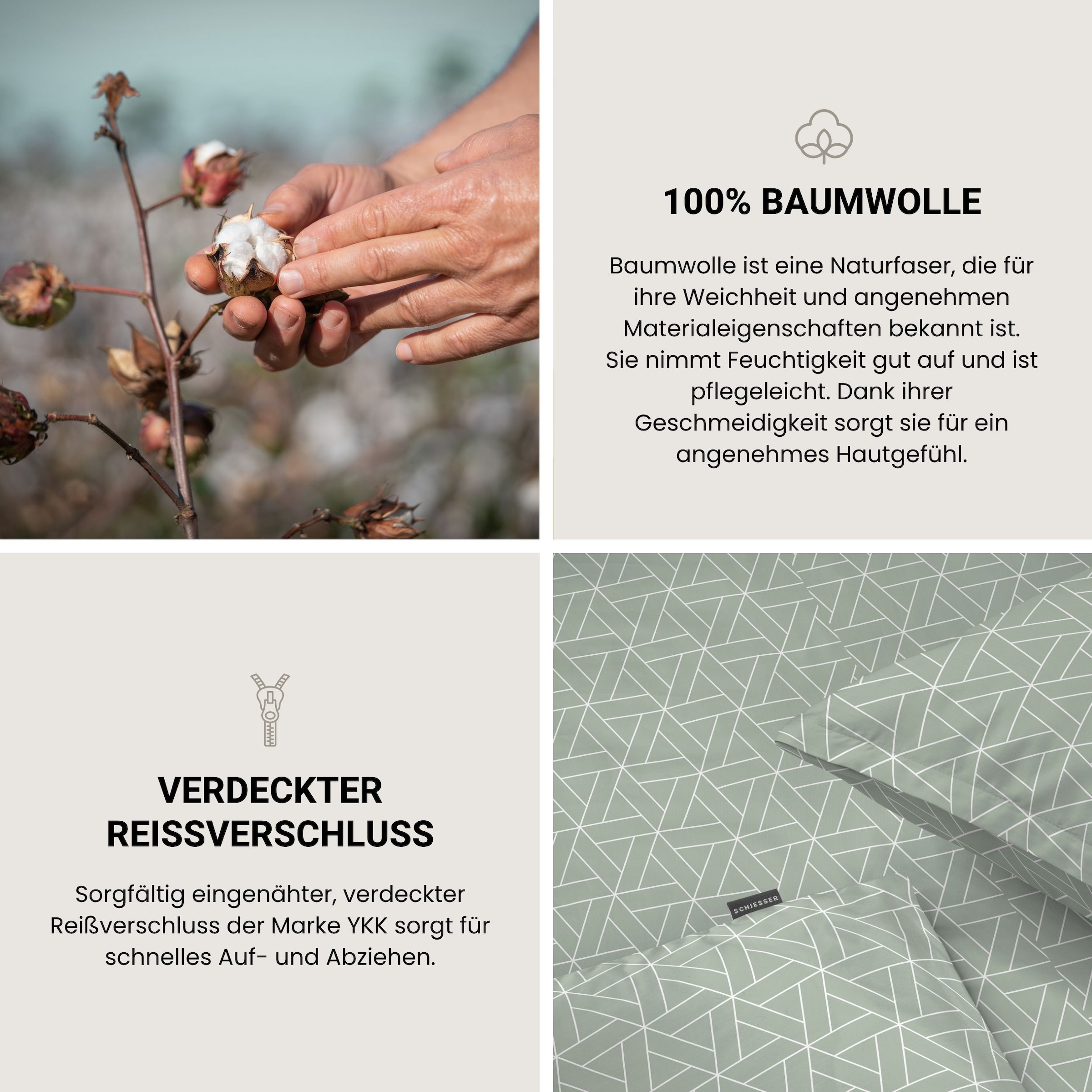 Schiesser Bettwäsche »Tris aus weicher Baumwolle mit grafischem Muster« 2 OEKO-TEX® MADE IN GREEN