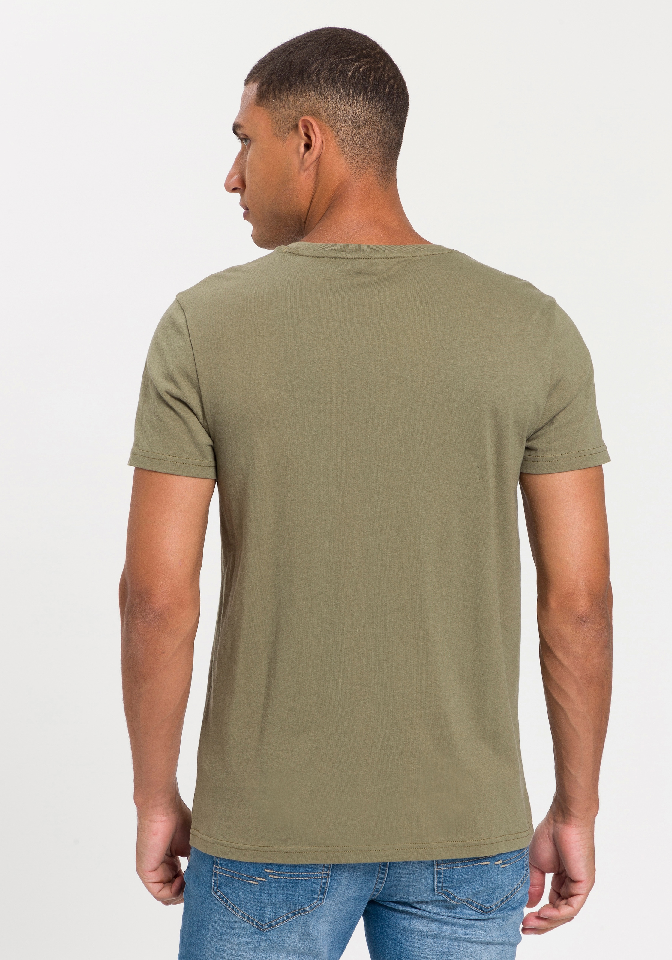 Bruno Banani T-Shirt, kurzärmelig, schmal geschnitten, bedruckt, aus Baumwolle