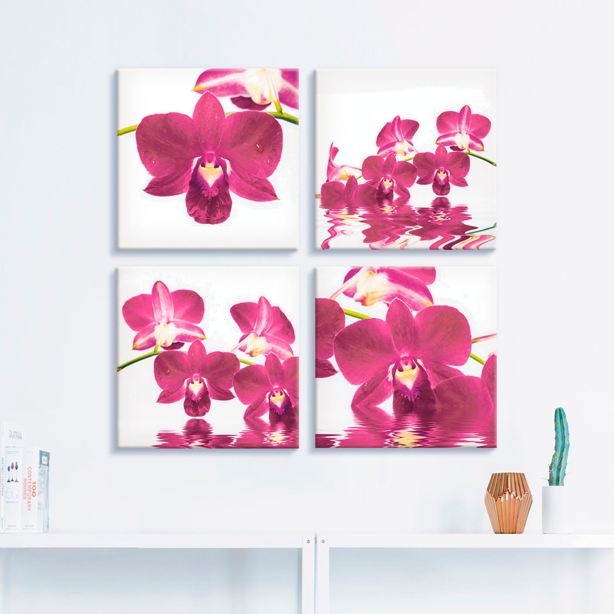 kaufen Blumen, Artland Größen (4 4er verschiedene BAUR Leinwandbild Orchidee«, | St.), Set, »Phalaenopsis
