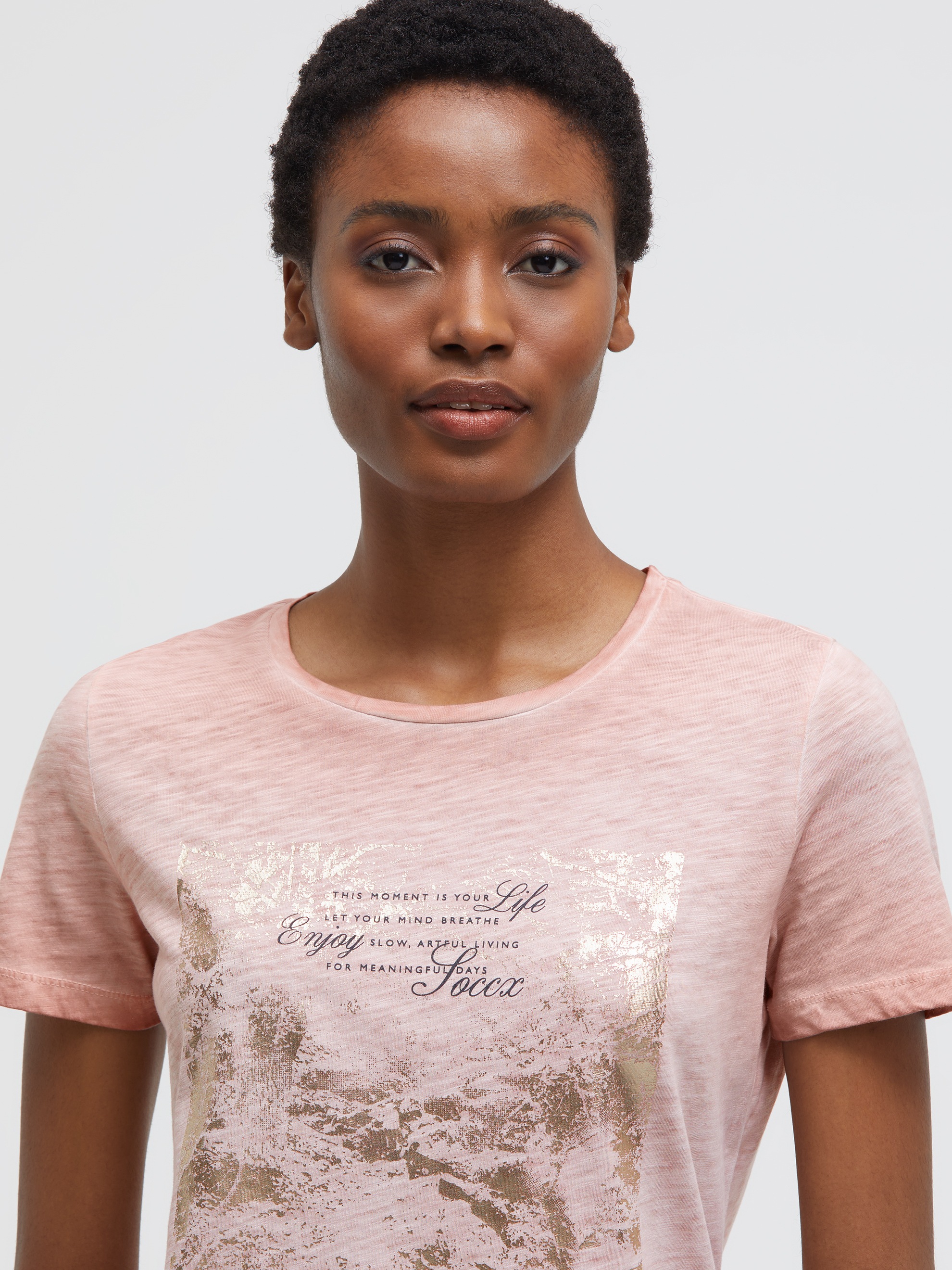 SOCCX Rundhalsshirt mit Glitzer-Print