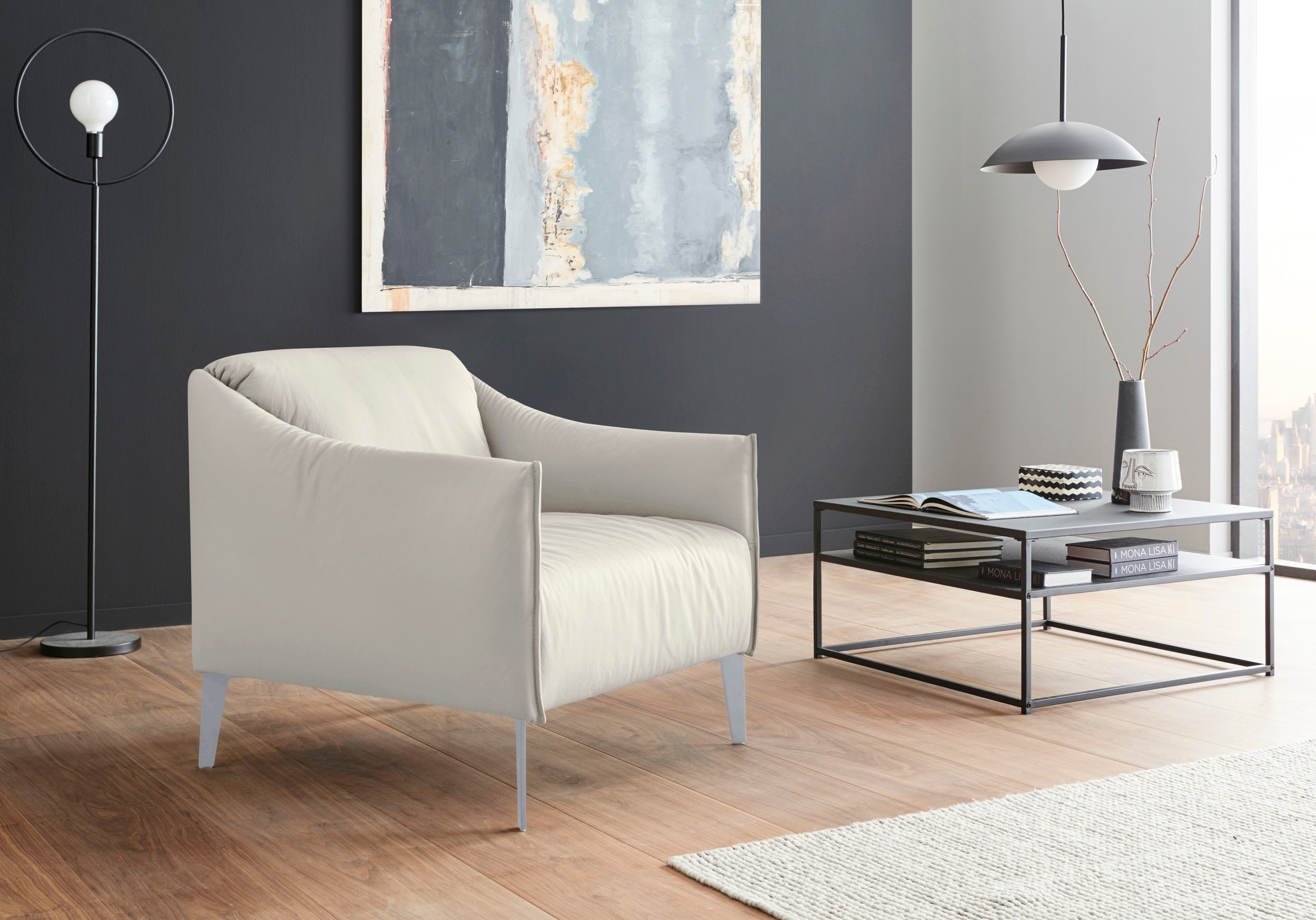 W.SCHILLIG Cocktailsessel "sally Designsessel, zeitlos und bequem, tolle Verarbeitungsdetails" mit Metall-Winkelfüßen in Silber matt