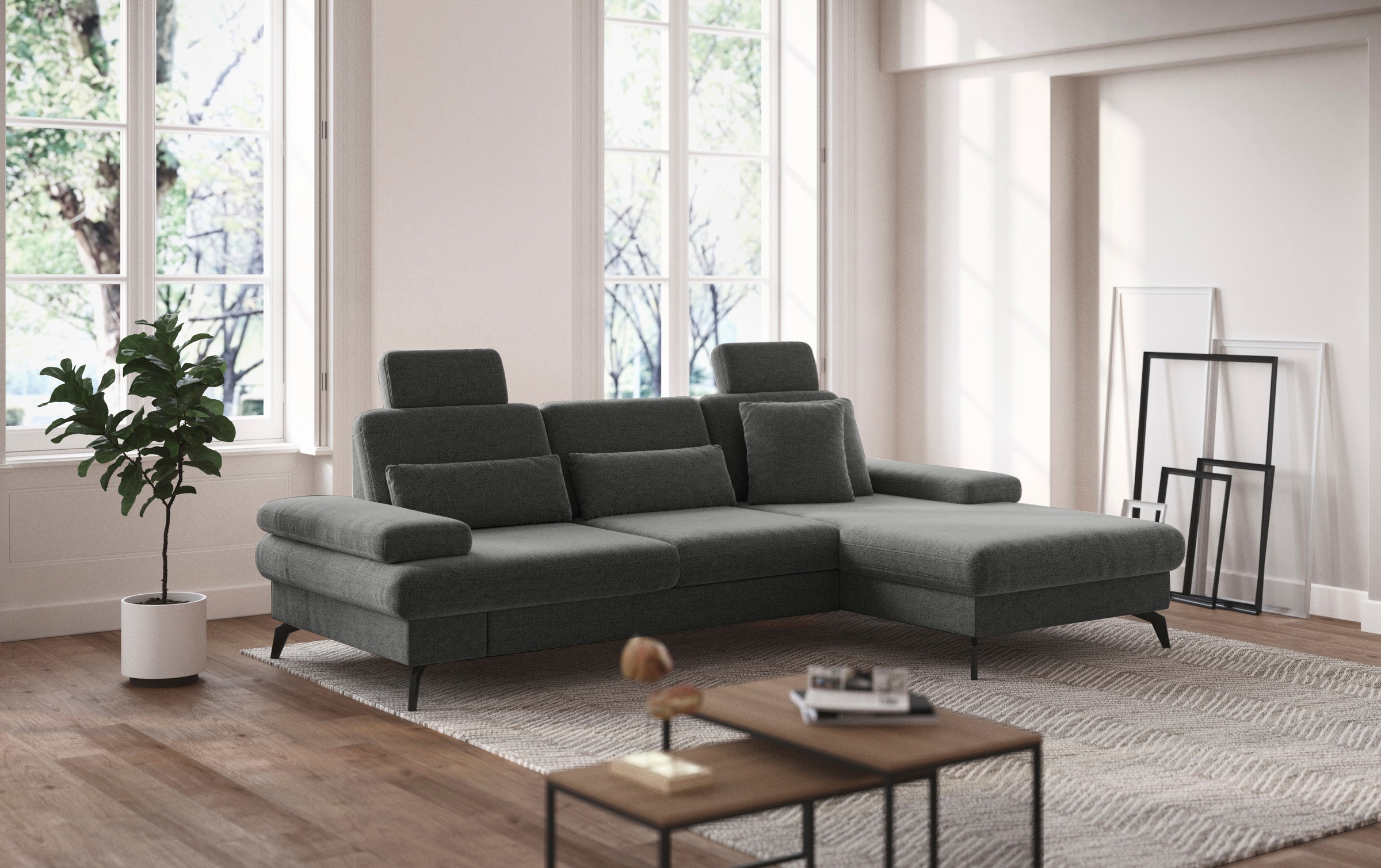 sit&more Ecksofa »Morris L-Form, inkl. Sitztiefenverstellung«, wahlweise mit Armteilverstellung, Bettfunktion & Bettkasten