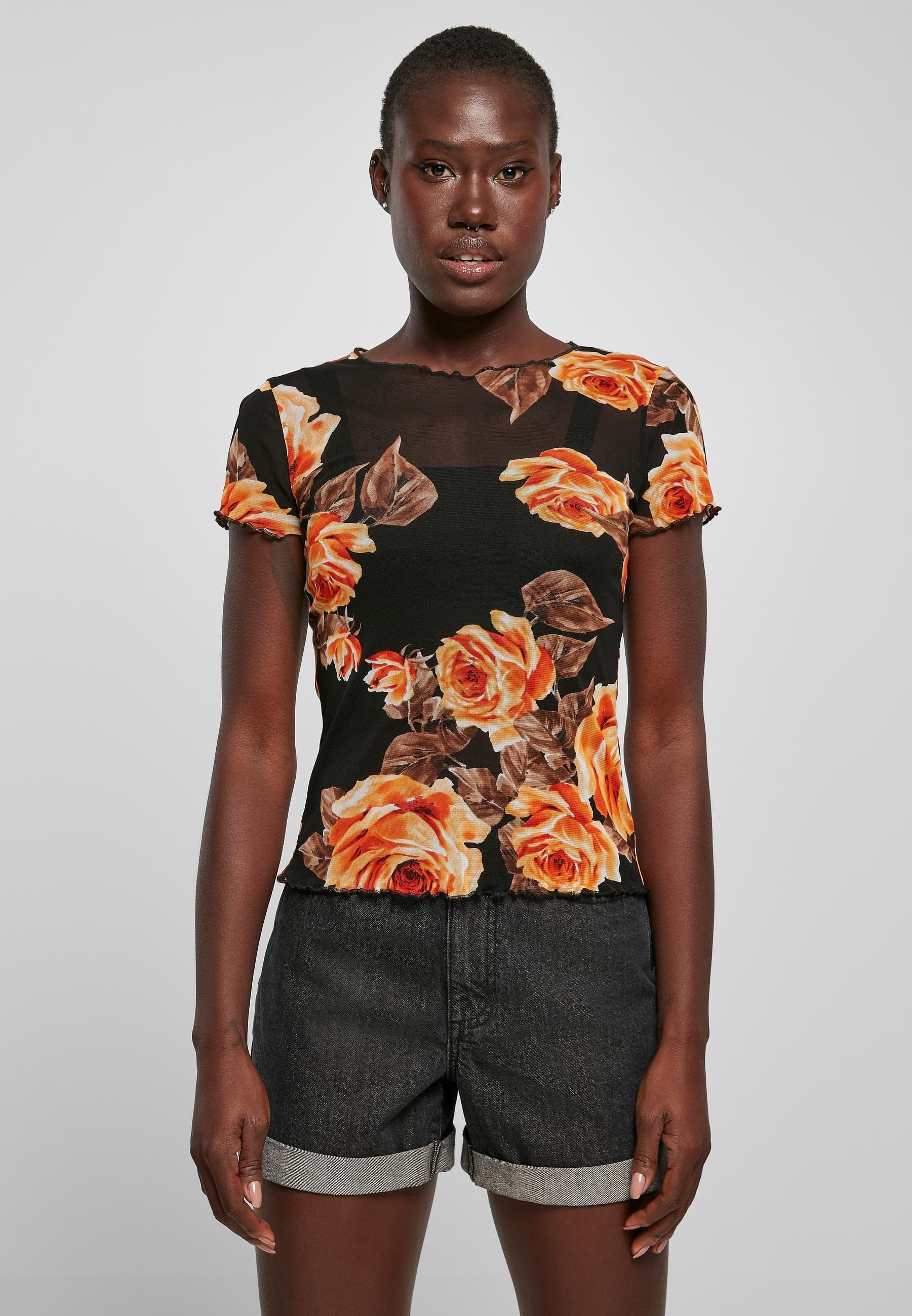 URBAN CLASSICS Kurzarmshirt »Urban Classics Damen Ladies Mesh Tee«, (1 tlg.)