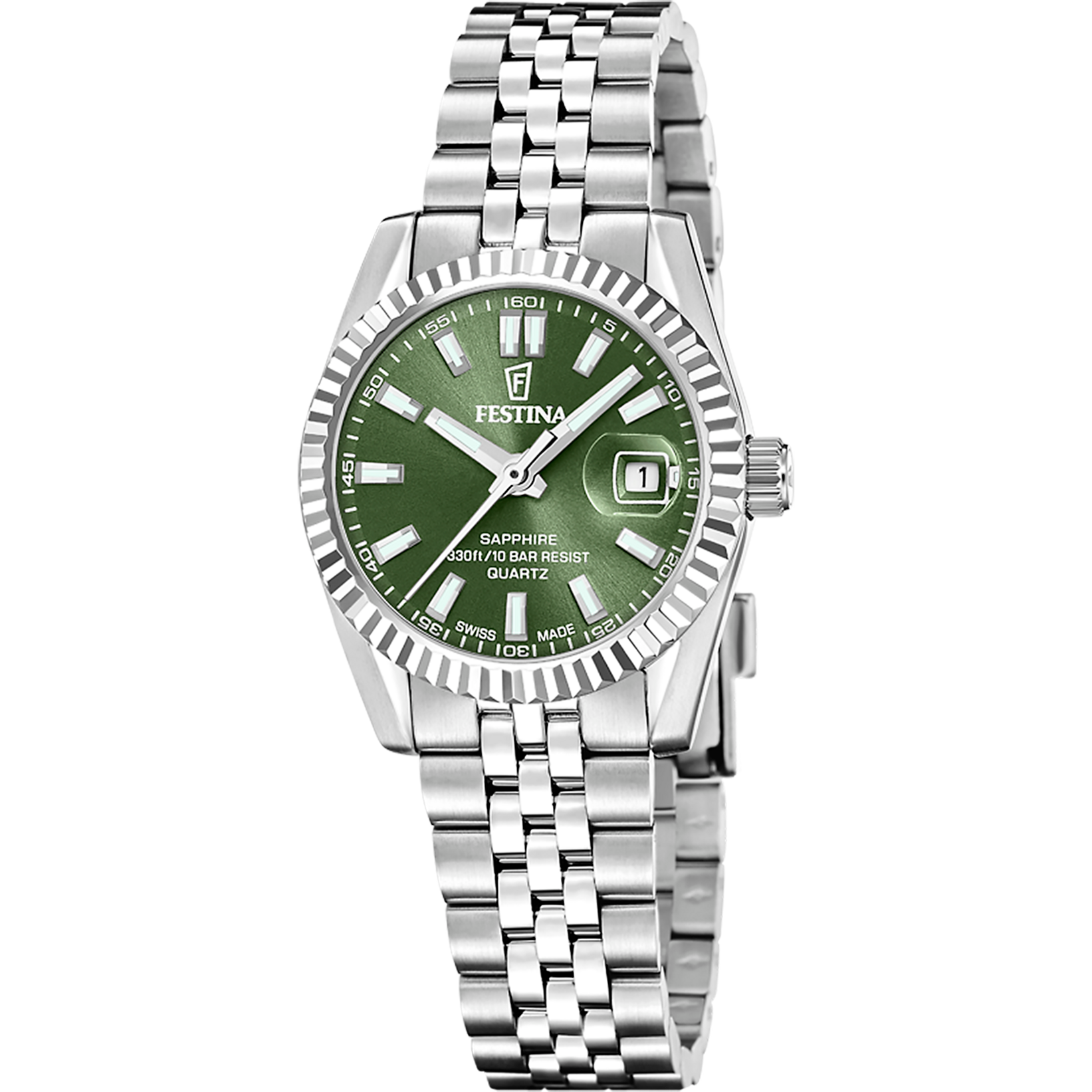 Festina Quarzuhr »Classic Steel« Armbanduhr, Damenuhr, Swiss Made, Edelstahlarmband, analog, Tag