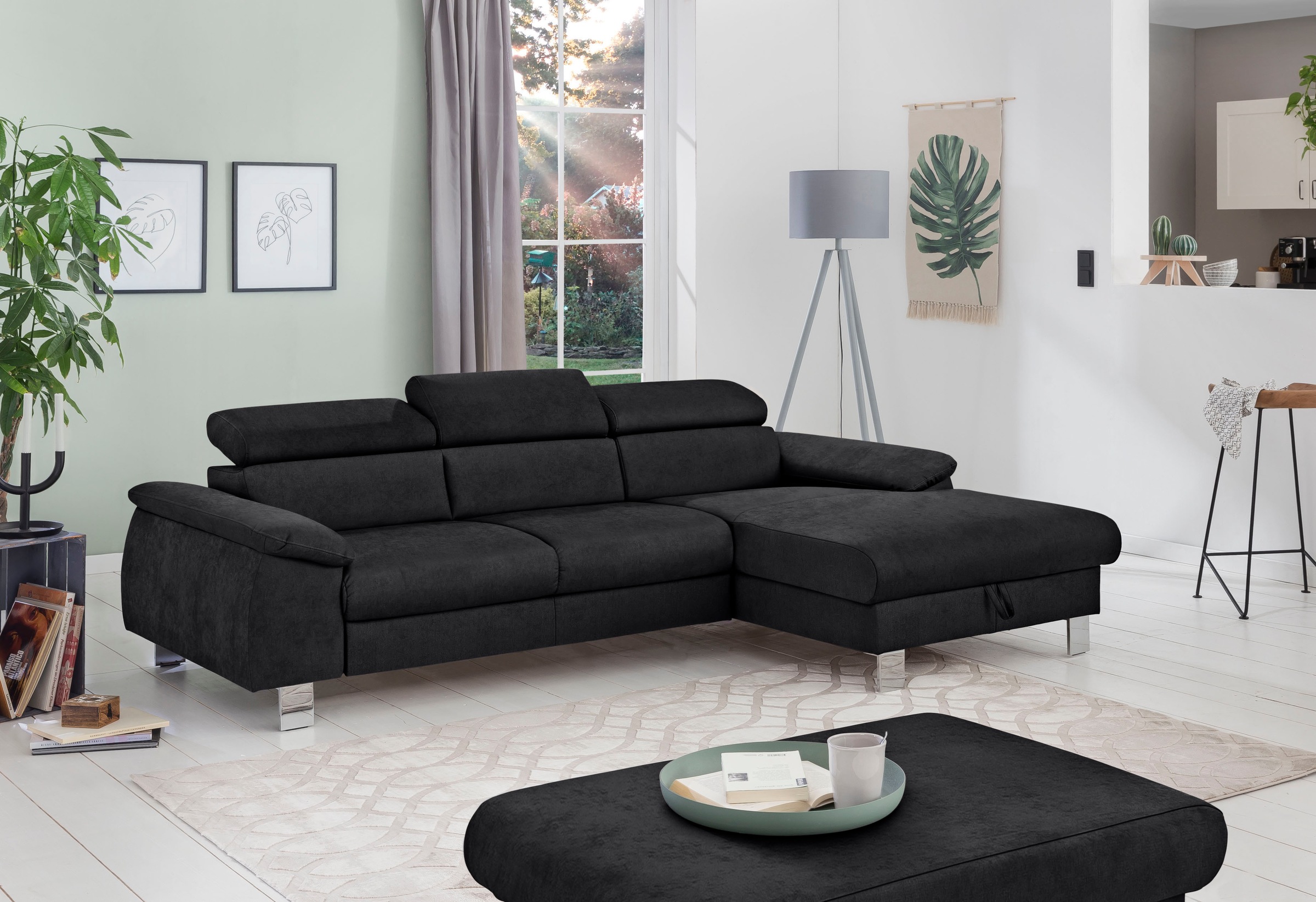 COTTA Ecksofa "Komaris L-Form, B: 244 cm" mit Kopfteilverstellung, optional Schlaffunktion, Bettkasten & Licht