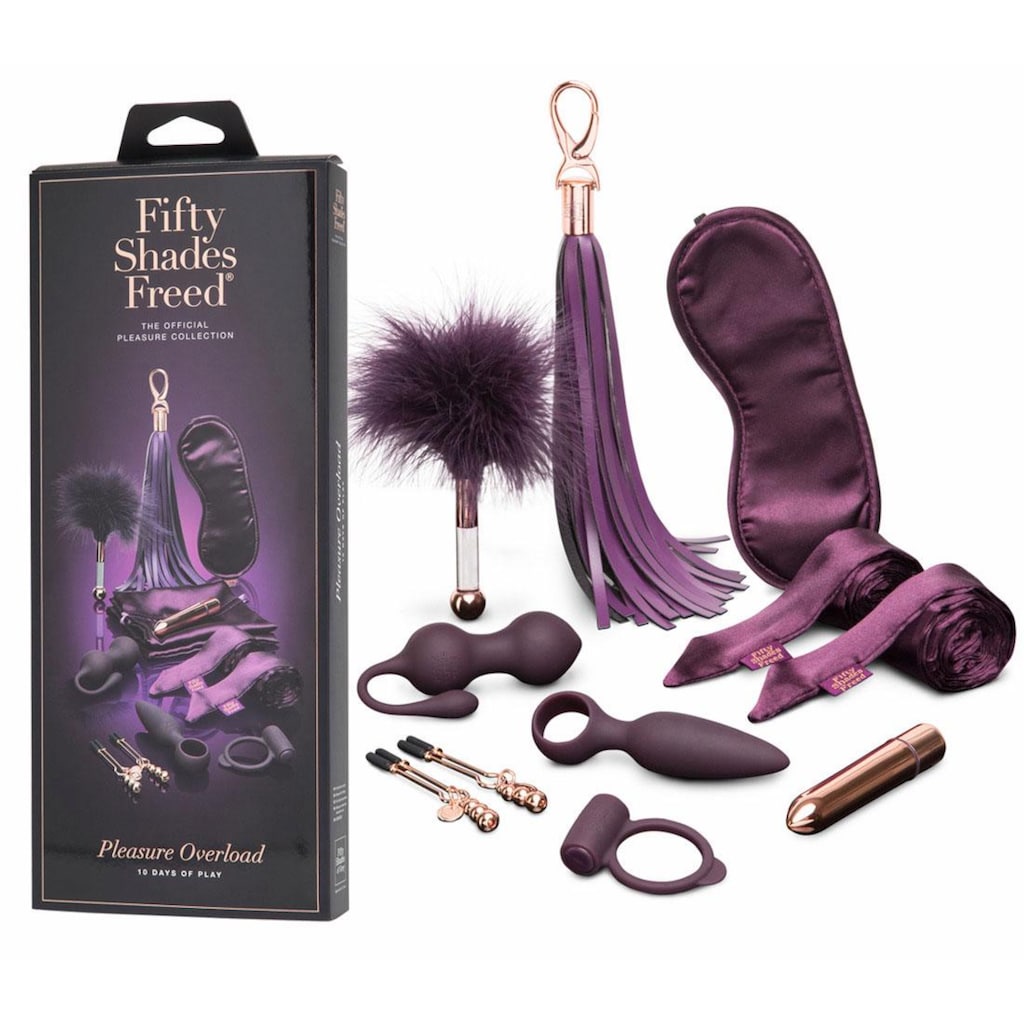 Fifty Shades of Grey Erotik-Toy-Set »FSOG Freed Pleasure Overload«, (10 tlg., inkl. Satin-Aufbewahrungsbeutel)