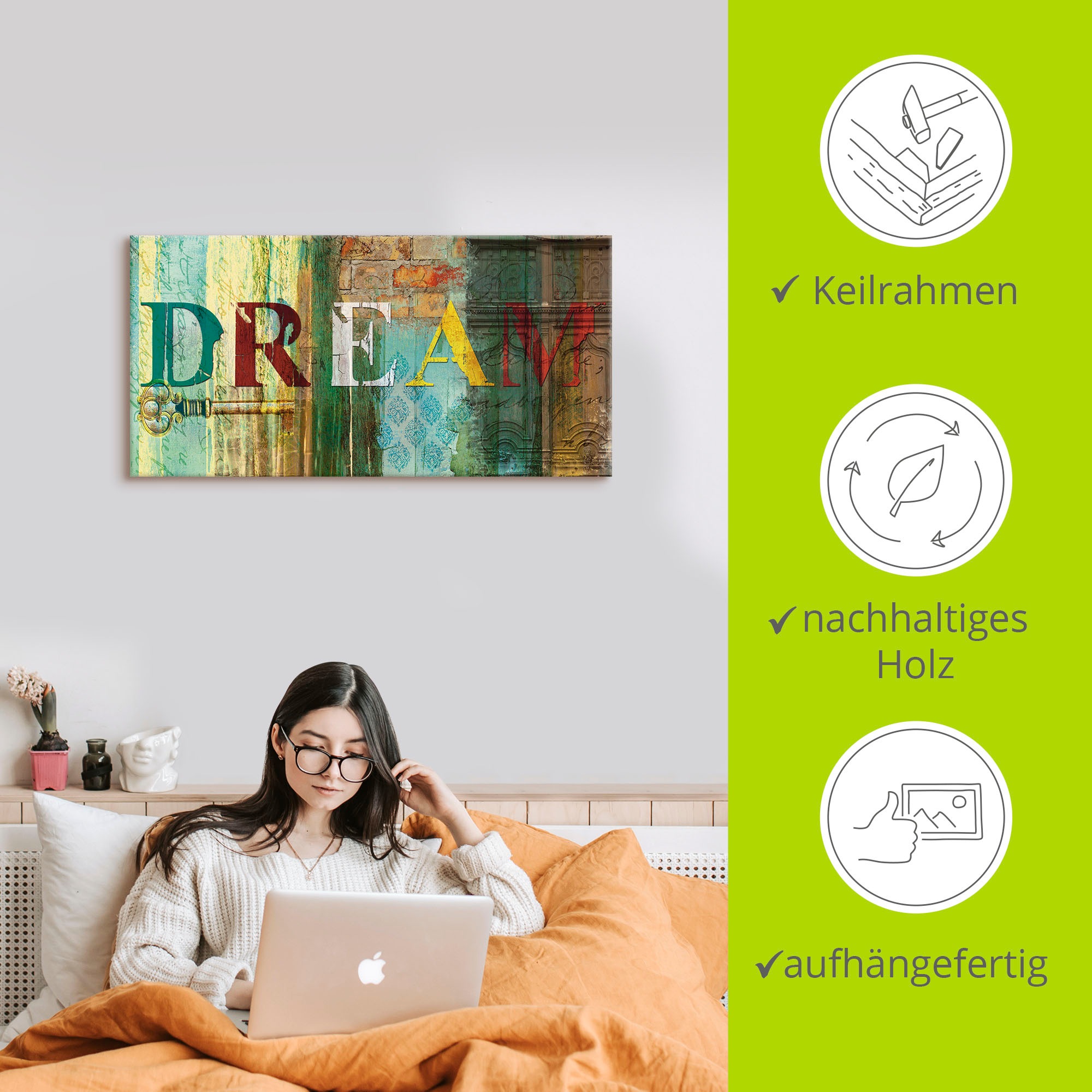 Artland Wandbild »Traum«, Sprüche & Texte, (1 St.), als Leinwandbild, Poster, Wandaufkleber in verschied. Größen