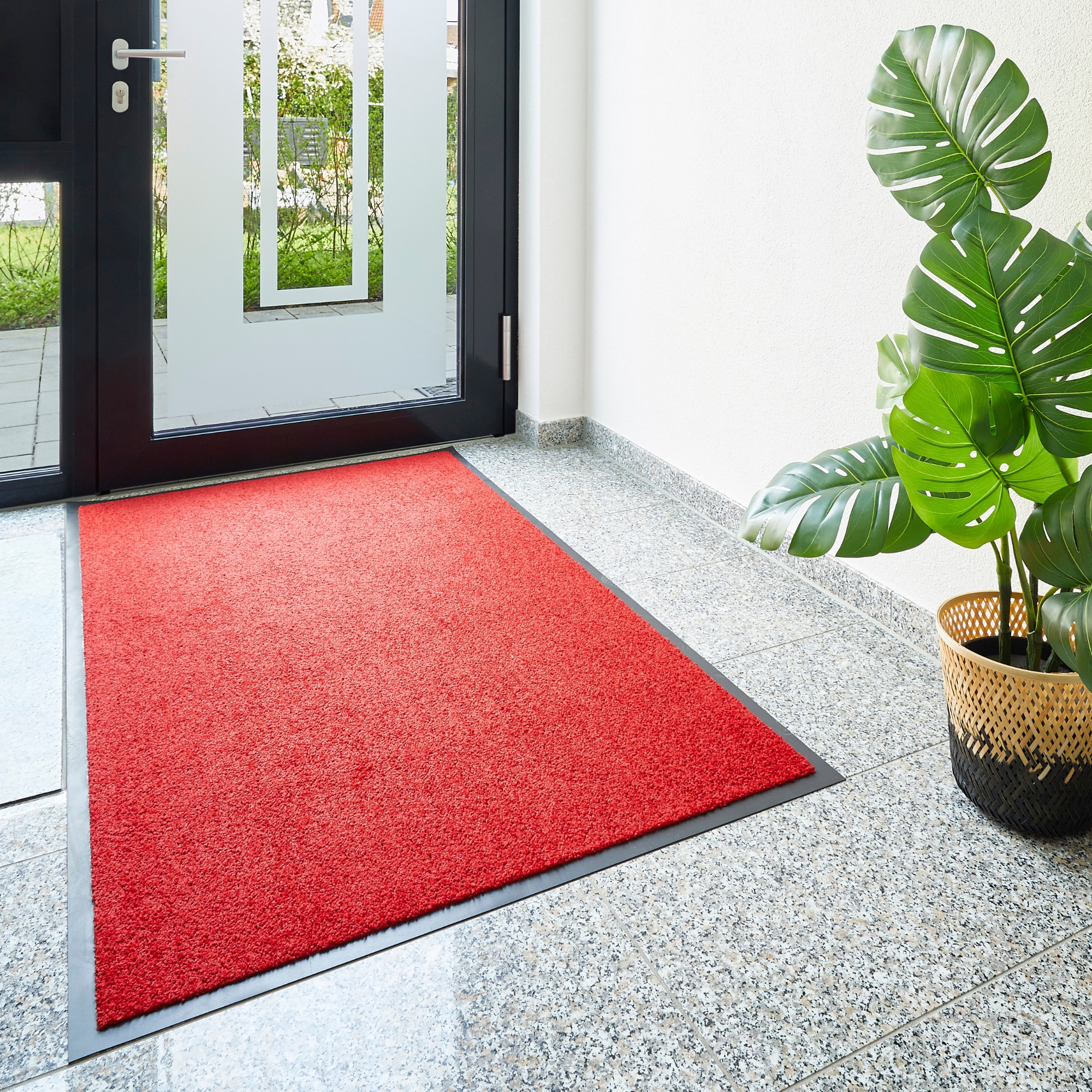 Fußmatte OTTO HOME "Emil, Made in Netherlands", rot, B:80cm H:6mm L:120cm, Polyamid, Teppiche, Fußmatte, Schmutzfangmatte, Uni Farben, rutschhemmend, waschbar (Handwäsche)
