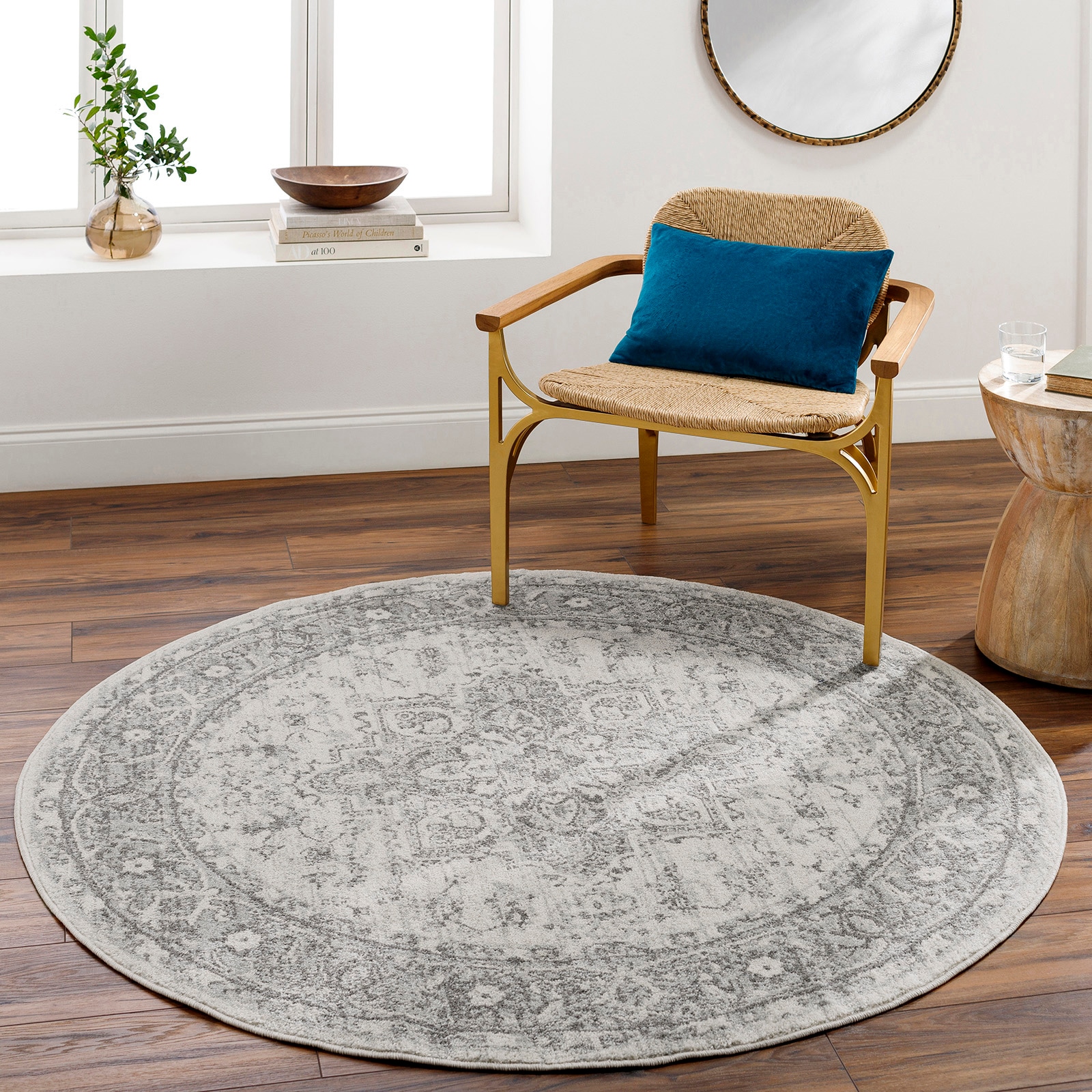 Livabliss Teppich »MENDOZA«, rund, 8 mm Höhe, Vintage Orientteppich, Kurzflor Boho Wohnzimmerteppich, Läufer