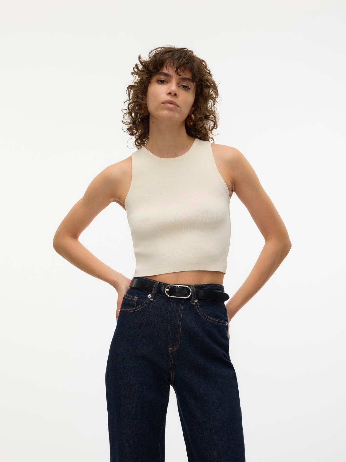 Vero Moda Strickpullover "VMGINNY SL O-NECK CROP TOP NOOS", Stricktop in ku günstig online kaufen