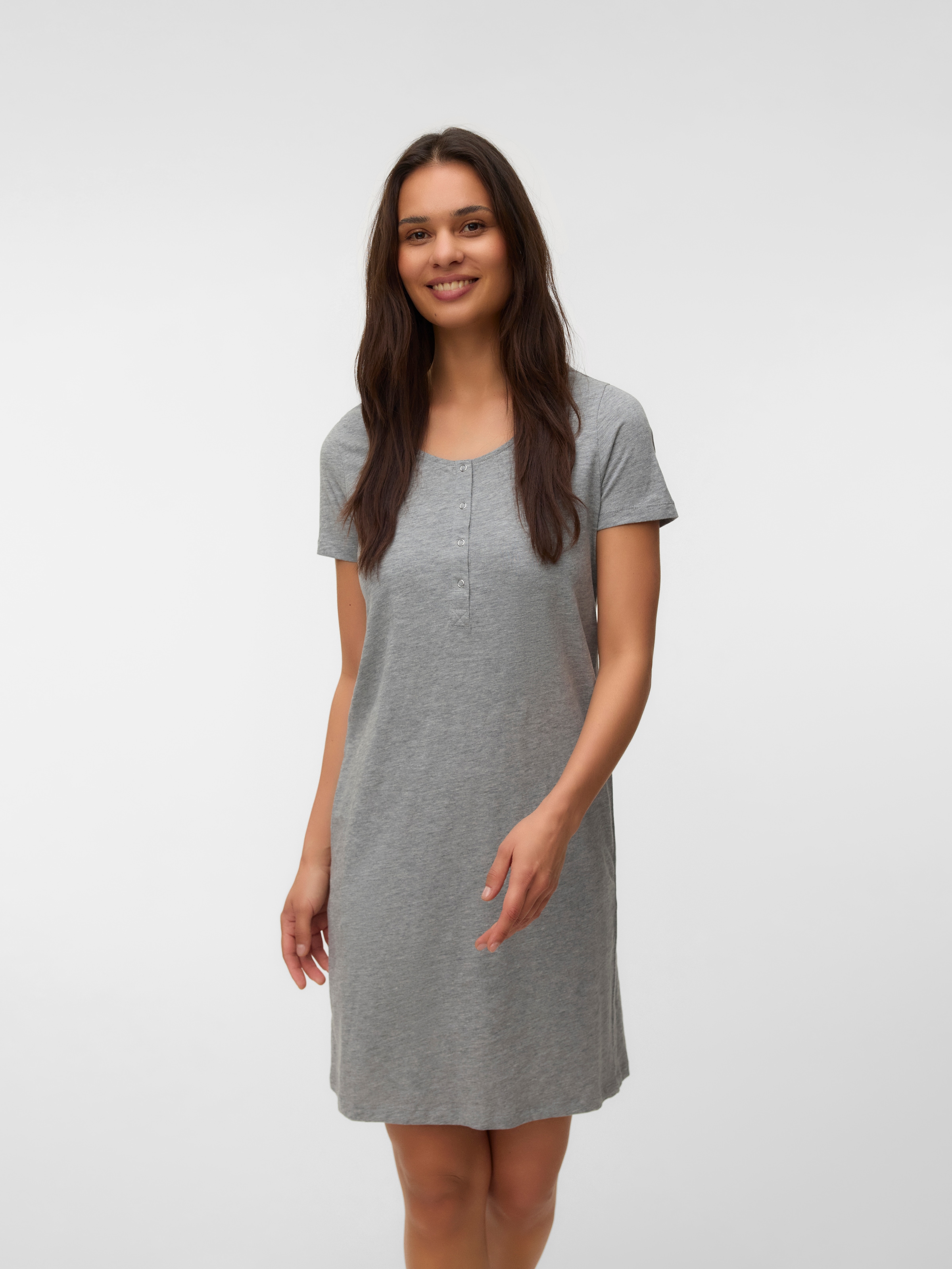 Mamalicious Umstandsnachthemd "MLMIRA JRS NIGHTGOWN 2F 2-P NOOS" Packung, 2 tlg. knielanger Schnitt, lockere Passform, Kurzarm, mit Rundhalsausschnitt