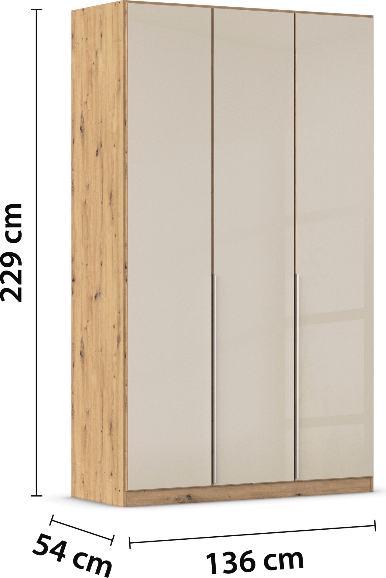 rauch Drehtürenschrank »Kleiderschrank Kleiderschränke Schrank Garderobe AGORDO mit Glasfront«, (in zwei Griff-Farben), durchdachte Innenausstattung, in 6 Breiten und 2 Höhen MADE IN GERMANY