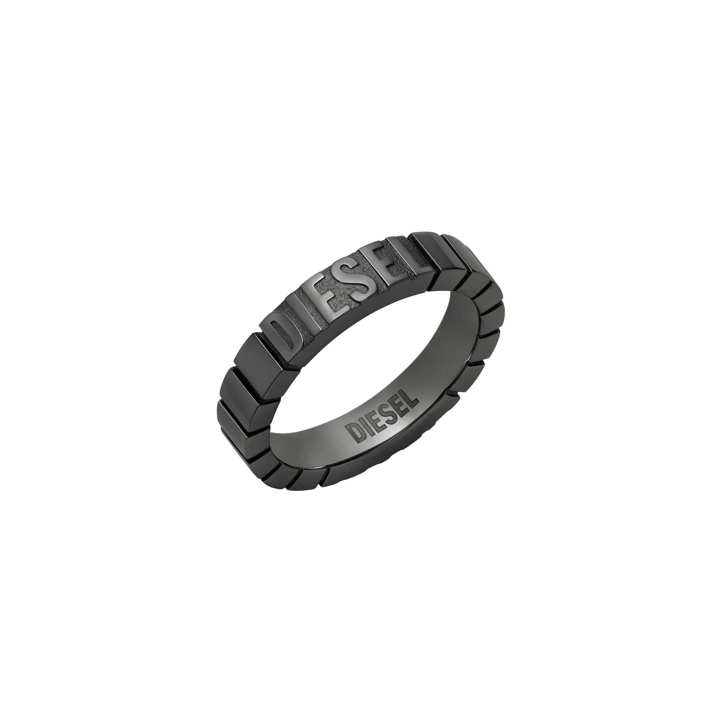 DIESEL Damen Fingerring "Schmuck Geschenk Edelstahl DIESEL FONT", 19, Edelstahl, 5mm, grau, Edelstahl, Fingerringe