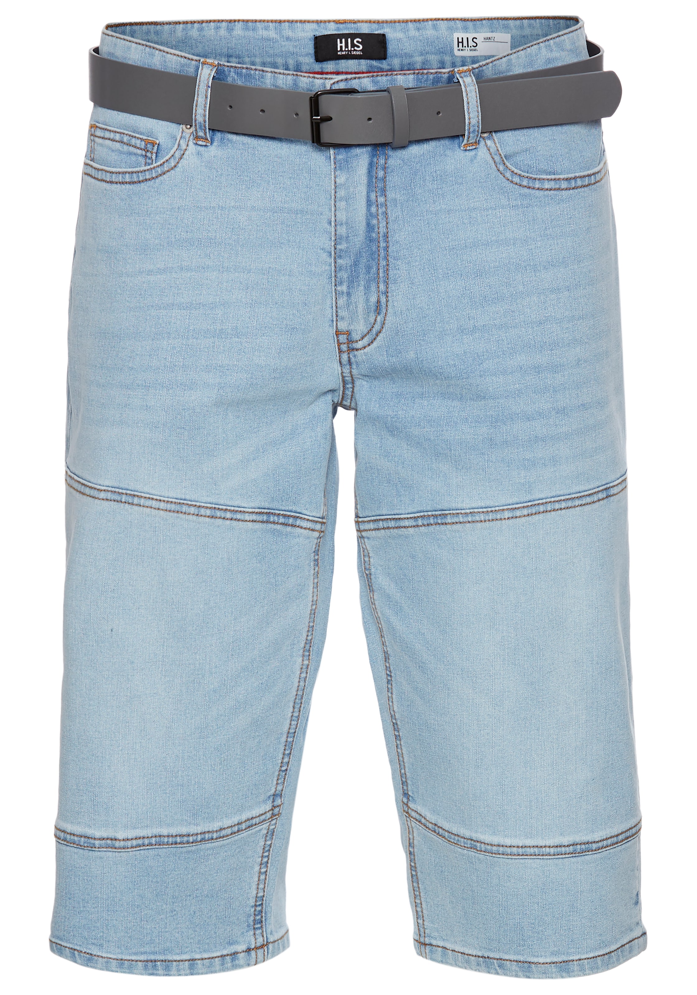 H.I.S Jeansbermudas »HANTZ«, (Set, 2 tlg., mit abnehmbarem Gürtel), gerader Beinschnitt, Used-Look mit Abriebeffekten