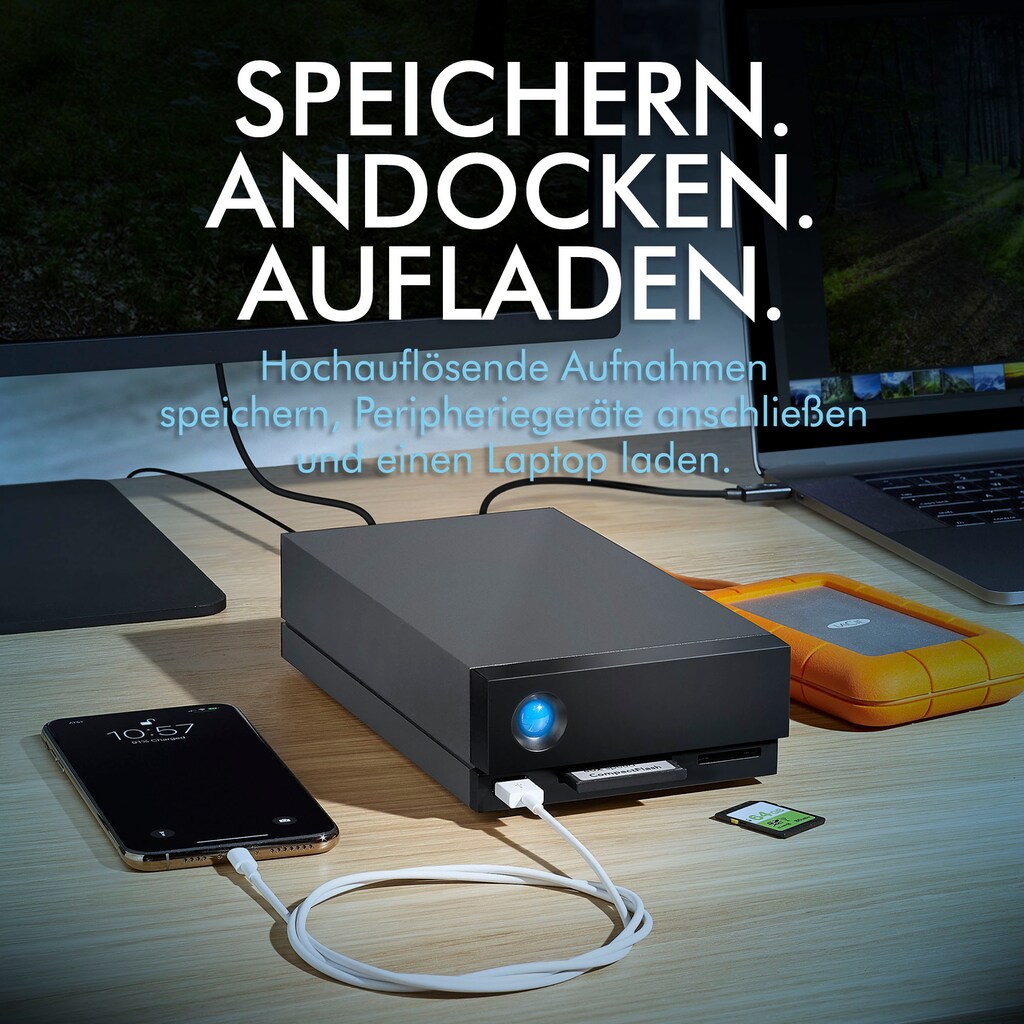 LaCie externe HDD-Festplatte »1big Dock 10 TB«, Anschluss Thunderbolt 3-DisplayPort-USB 3.0-SD-/CF-Kartensteckplätze