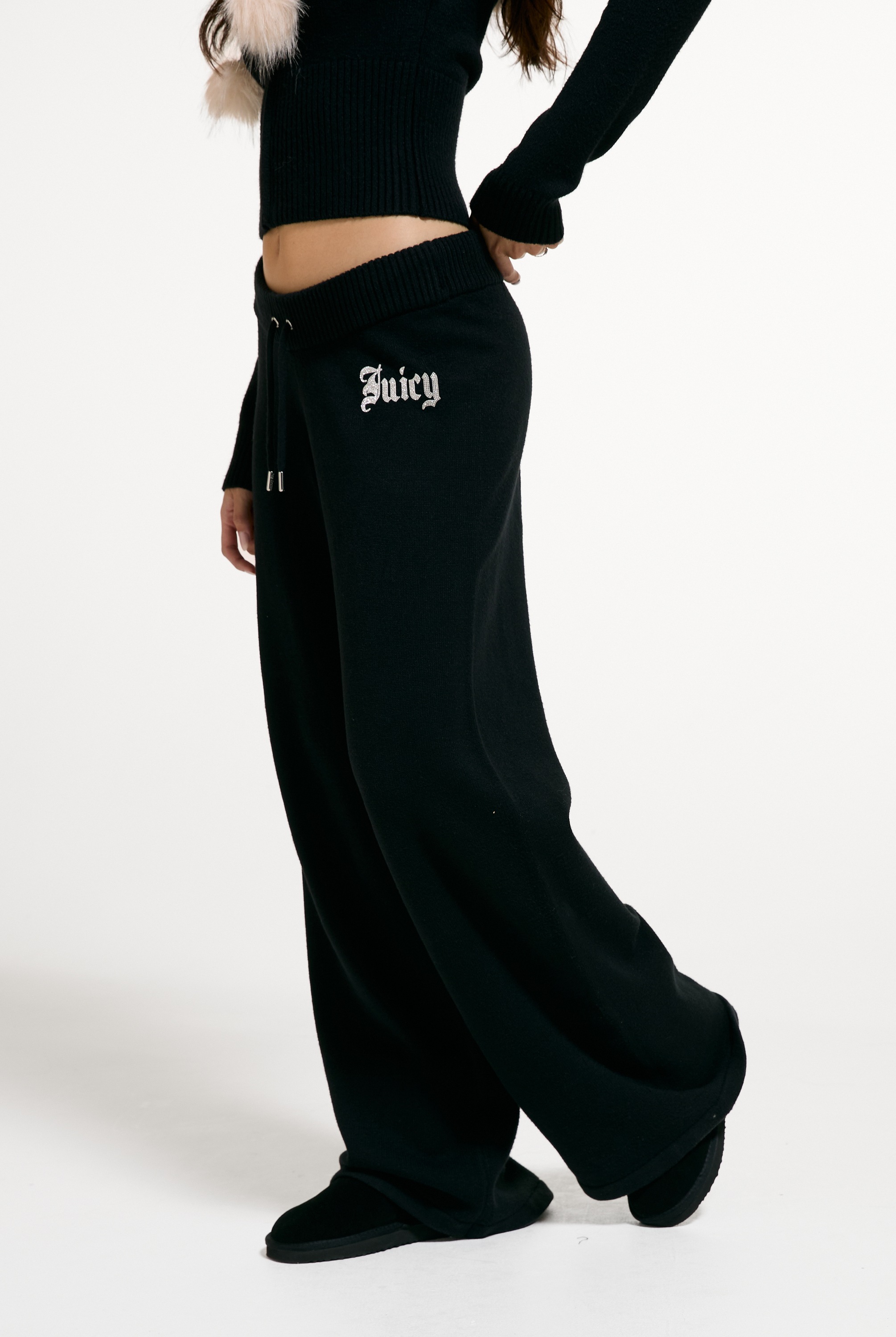 Juicy Couture Sweathose »KNIT TRACKPANT WITH DIAMANTE LOGO Damen«  Trainingshose Damen, Sweathose, Strick, Jogginghose mit Glitzer, Sale