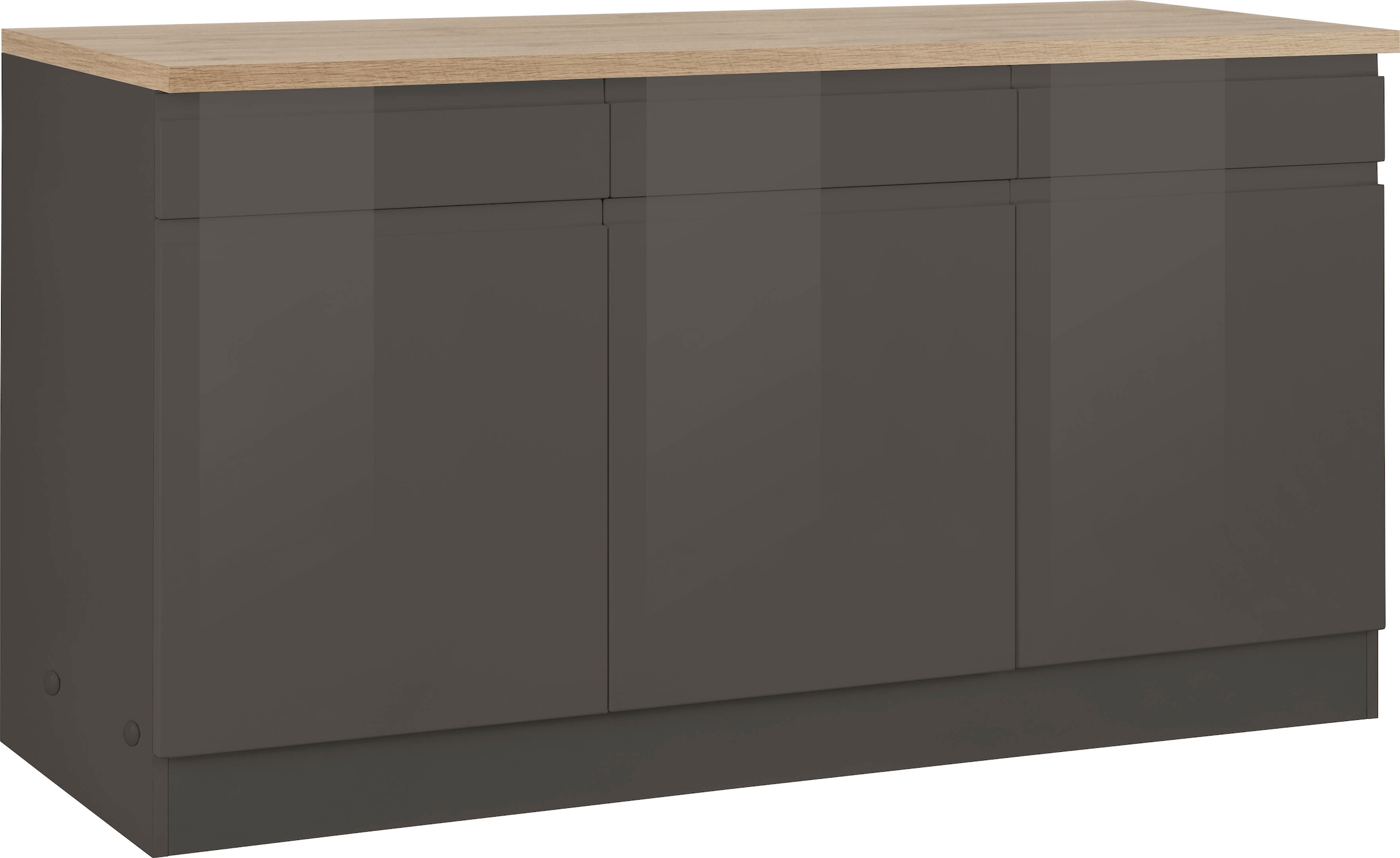 Kochstation Unterschrank »KS-Virginia«, 85 cm hoch, 150 cm breit, 3 Schubladen, 3 Türen, griffloses Design