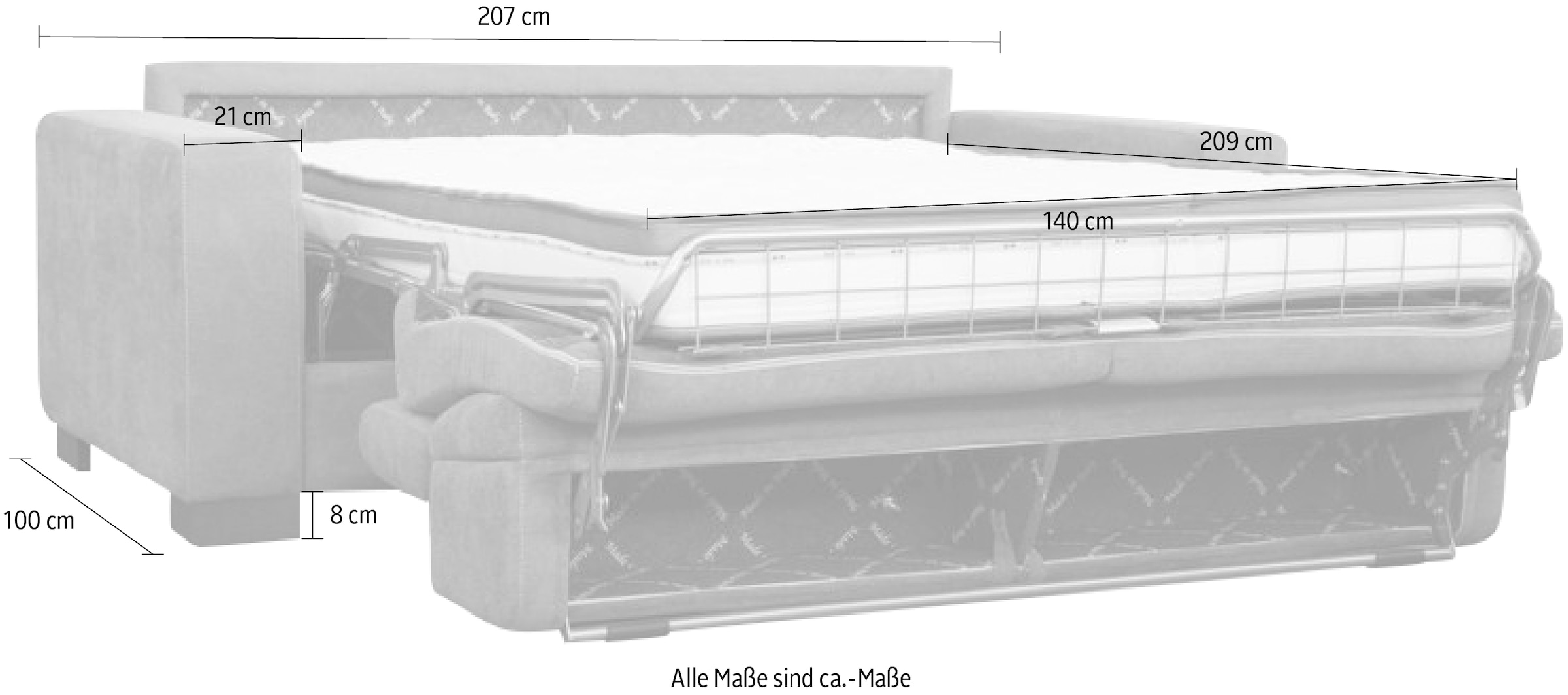 Nias Italia Schlafsofa »Sorrent«, inkl. Matratze und klappbaren  Metallgestell, Liegefläche 140/209 cm | BAUR