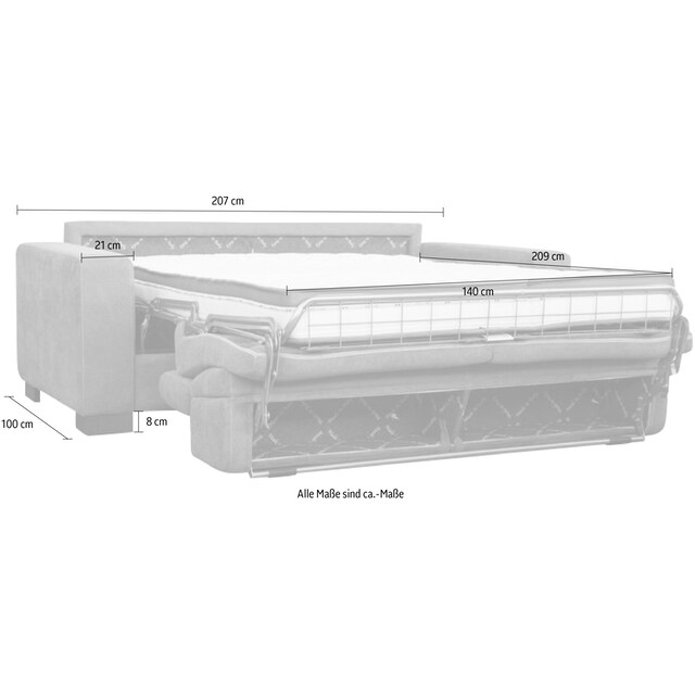 Nias Italia Schlafsofa »Sorrent«, inkl. Matratze und klappbaren  Metallgestell, Liegefläche 140/209 cm | BAUR