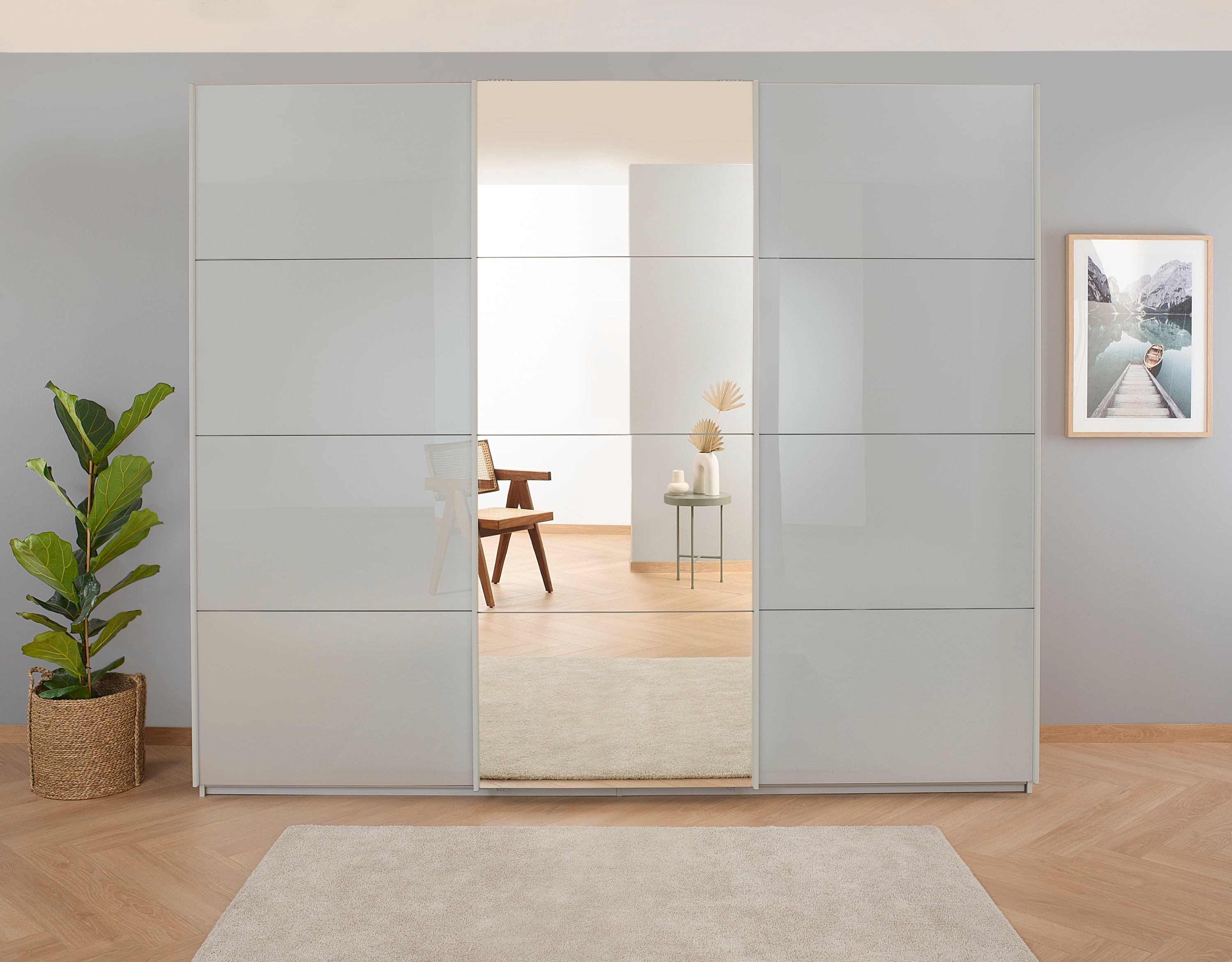 OTTO home "Mehrzweckschrank Aktenschrank Möbel Mietswohnung Schlafzimmer KOLUNA" 3 Ausstattungen BASIC/CLASSIC/PREMIUM (inkl. SOFT-CLOSE-FUNKTION), Breiten 203/271/315/360 cm Höhen 210/229 Glas-Front MADE IN GERMANY