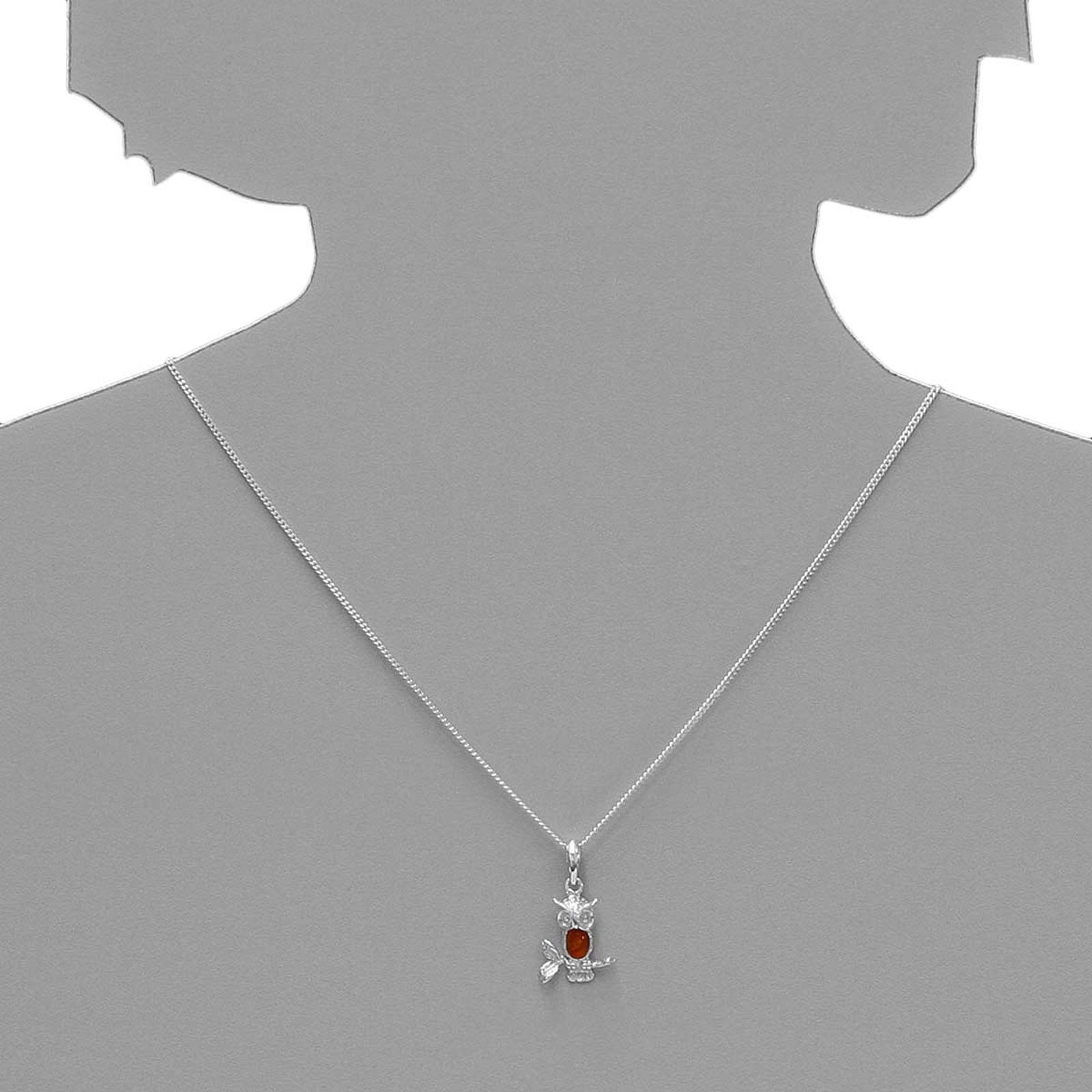 OSTSEE-SCHMUCK Kette mit Anhänger »- Eule - Silber 925/000 - Bernstein«