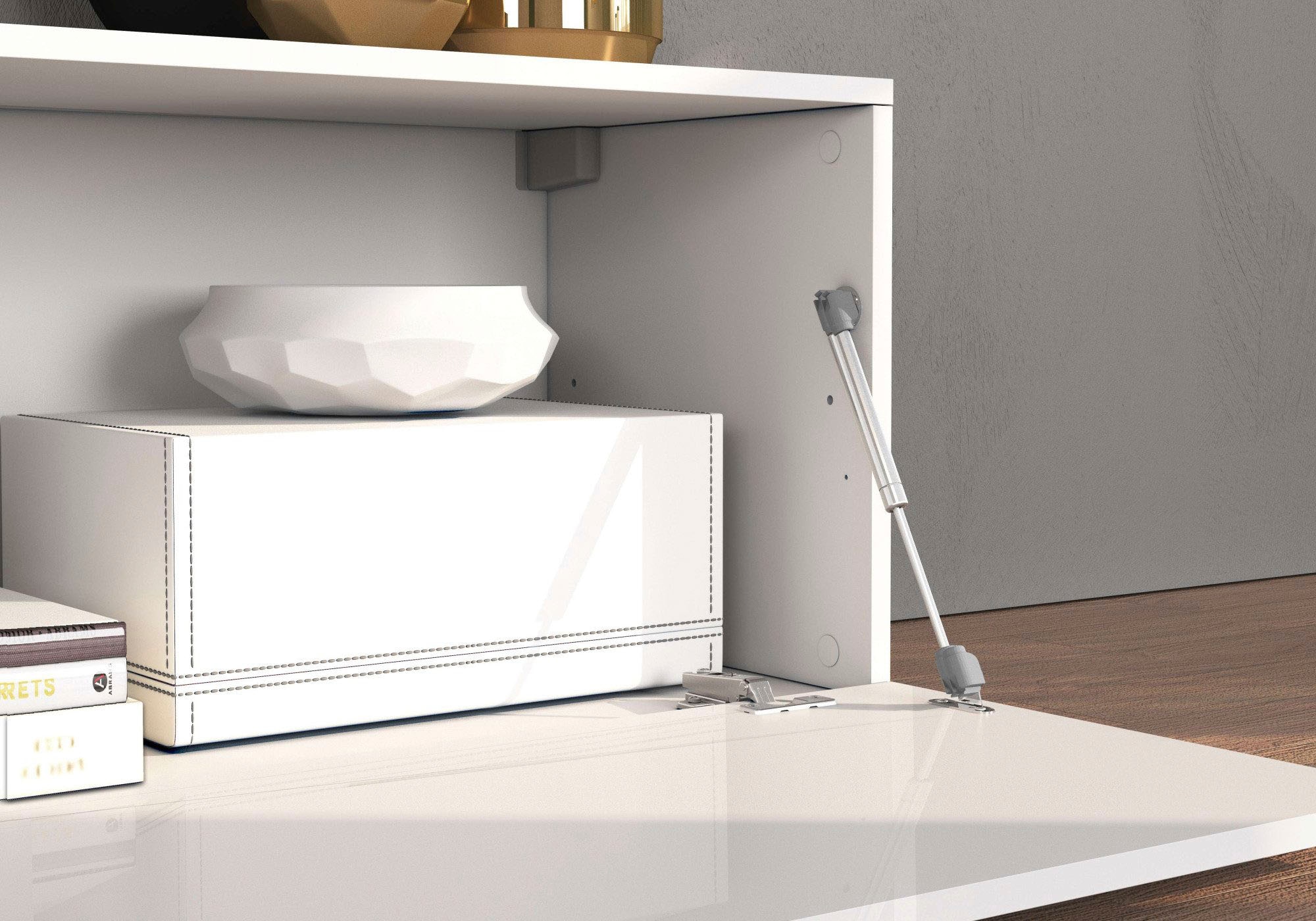 OTTO home Lowboard »Chronos TV-Board, TV-Schrank« Breite verstellbar von 180 bis 260 cm, 1 Stk. tlg. Breite 220 cm TV-Board,Lowboard,1 Klappe und ein L-Förmiger Aufsatz
