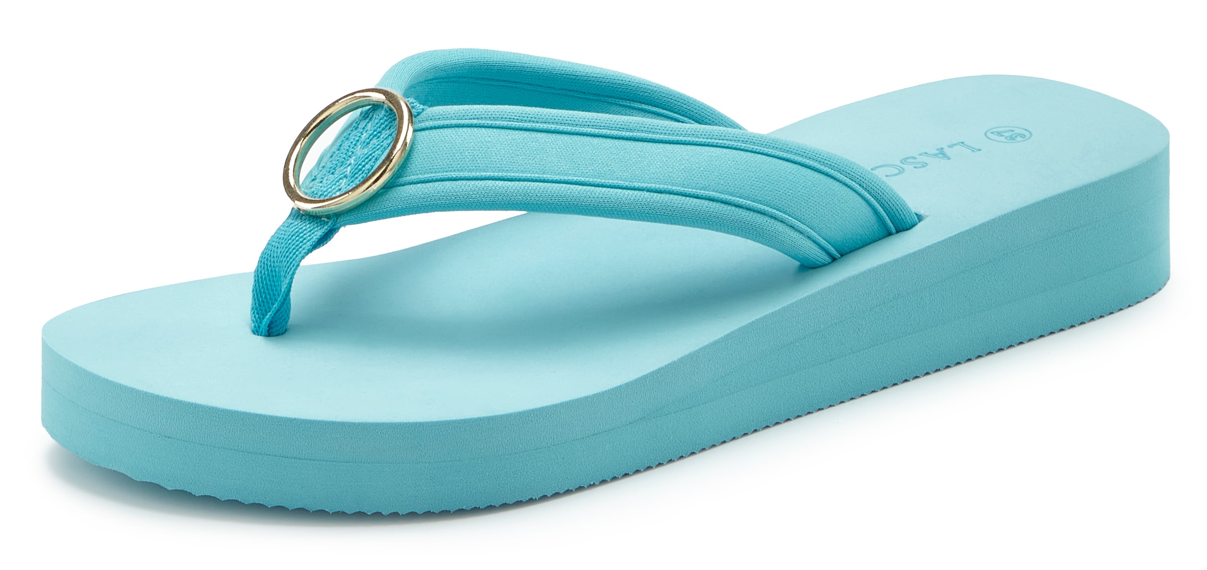 LASCANA Badezehentrenner »Sandale, Badeschuh, Pantolette, Badelatsche, Flip Flop«  Zehentrenner mit Ringapplikation "Italy" VEGAN