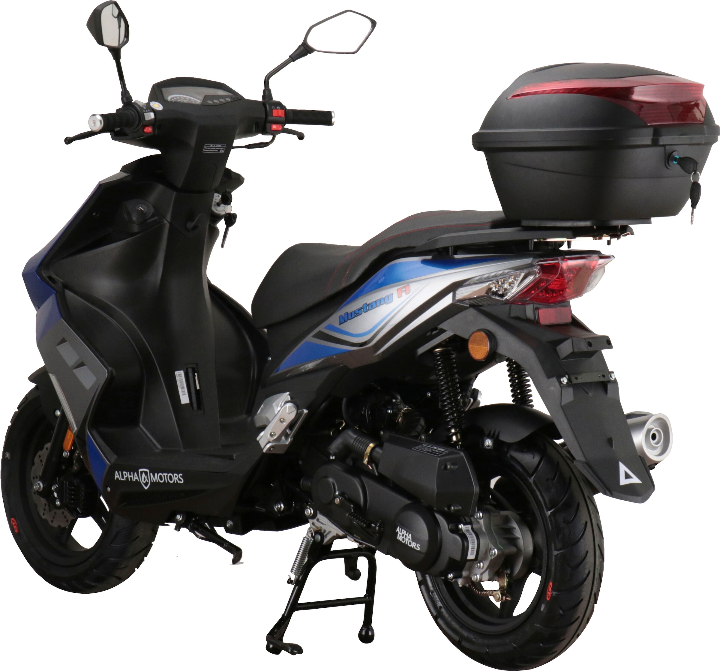 Alpha Motors Motorroller »Mustang FI«, 50 cm³, 45 km/h, Euro 5, 3 PS, (Set, mit Topcase), mit USB-Anschluss und Lenkerschloss, sportliches Design