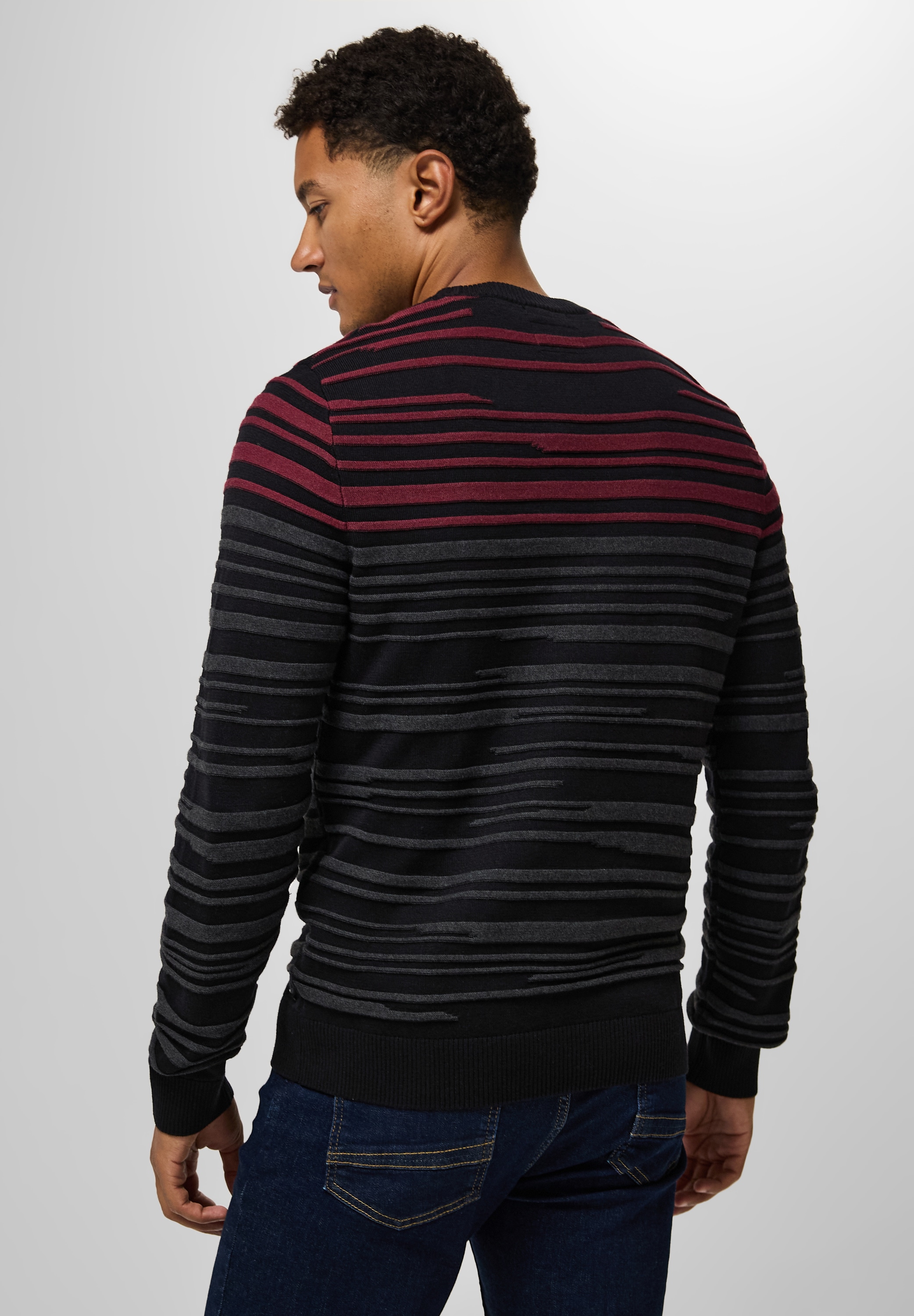 STREET ONE MEN Strickpullover, mit Rundhalsausschnitt