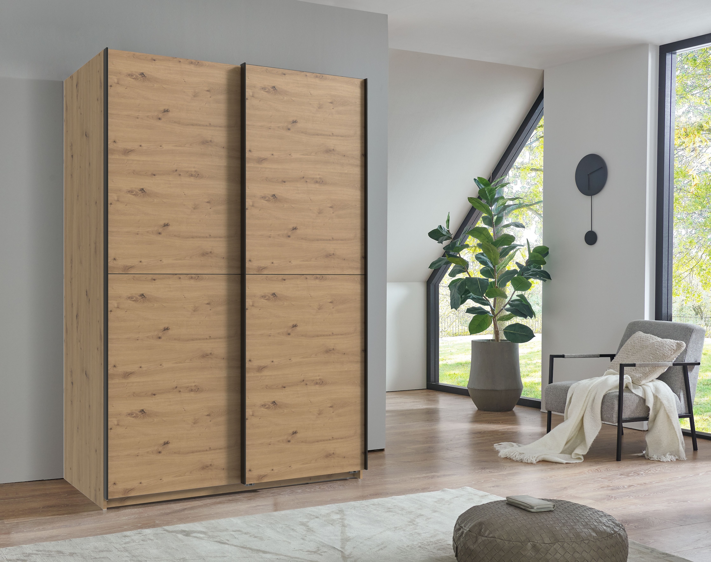 Wimex Kleiderschrank »Mugano, B/T/H 135 oder 180/65/198cm, Made in Germany«, (wähle Deine Ausstattung: Basic oder Premium!), 2 Schwebetüren mit oder ohne Spiegel, Metallgriffe