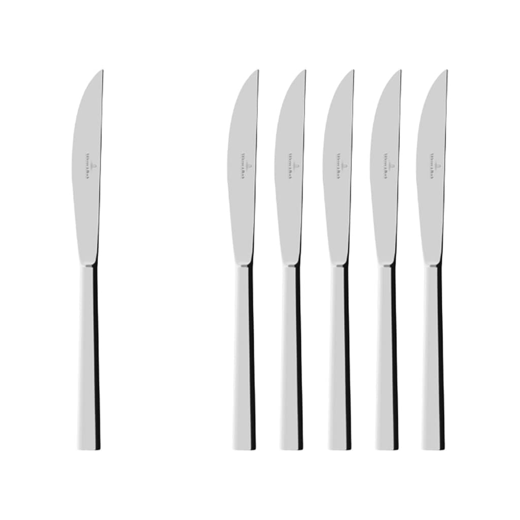 Villeroy & Boch Tafelmesser "Tafelmesser Piemont 226 mm 6er Set silber" Spülmaschinenfest