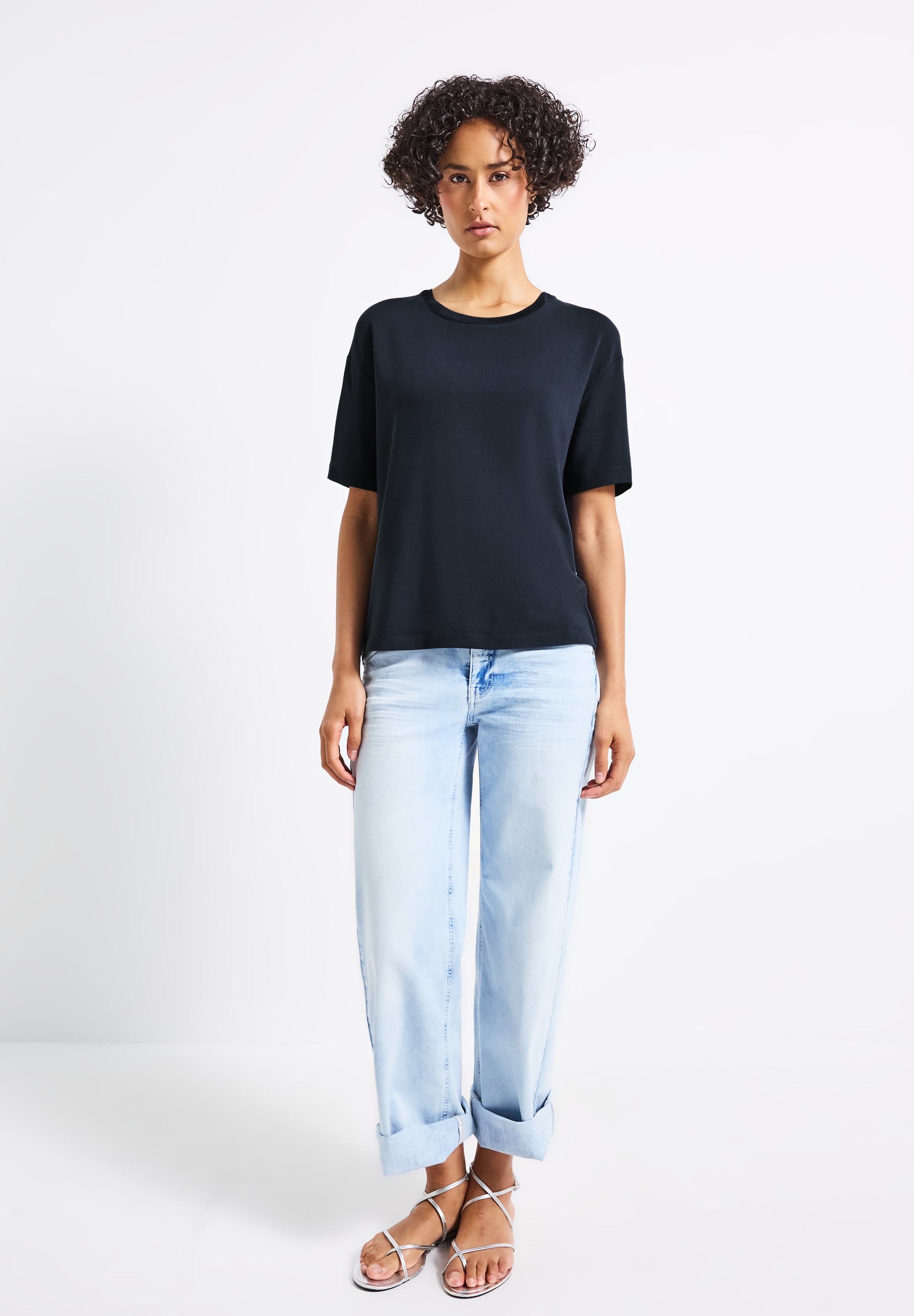 STREET ONE T-Shirt, aus elastischem Materialmix