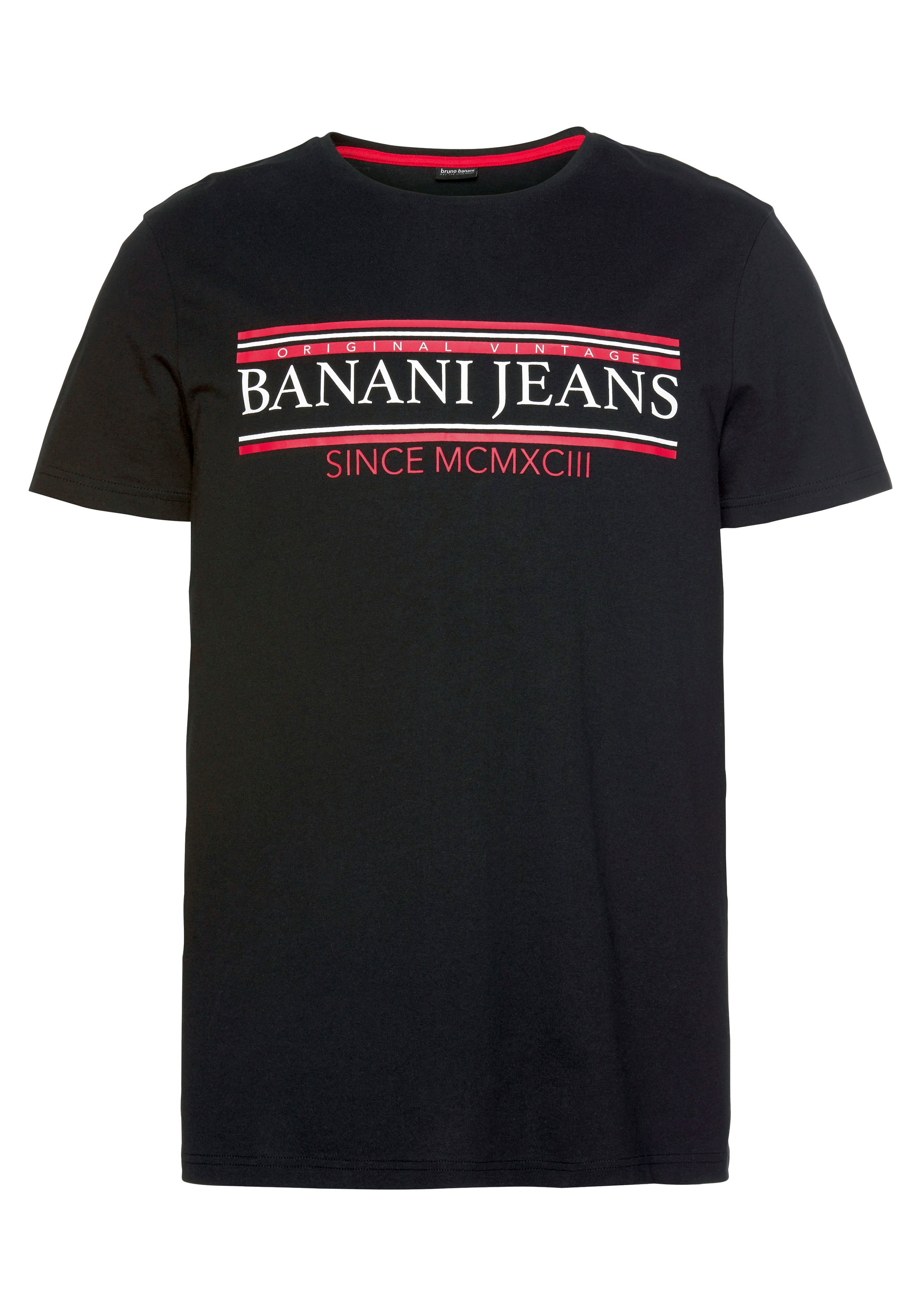T-Shirt BRUNO BANANI, Herren, Gr. S (44/46), schwarz, Obermaterial: 100% Baumwolle, bedruckt, schmal, Rundhals, Shirts T-Shirt, kurzärmelig, schmal geschnitten, bedruckt, Rundhalsausschnitt 3