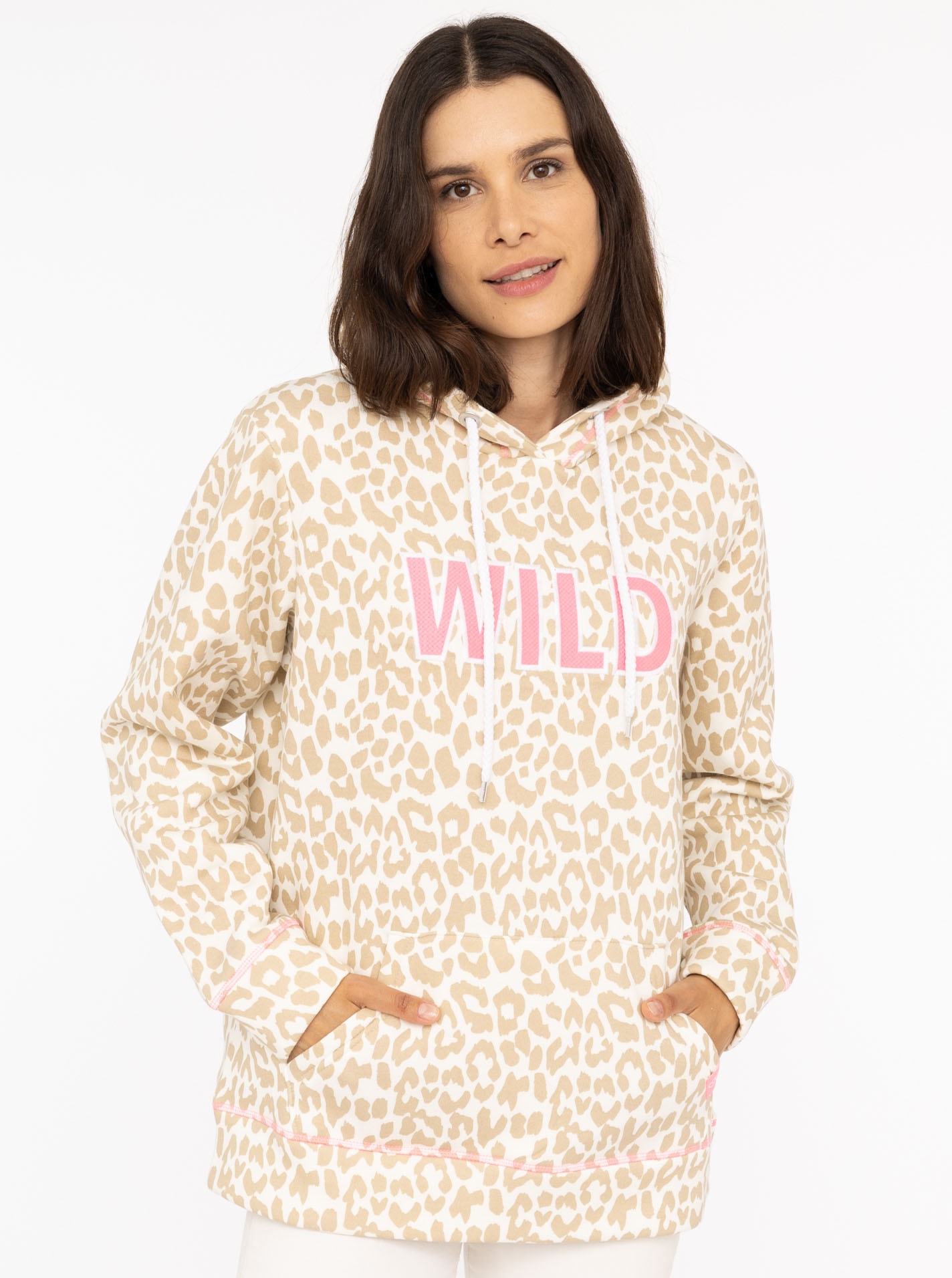 Zwillingsherz Hoodie ""Leo Pastell"", Leomuster und WILD Applikation, Kapuz günstig online kaufen