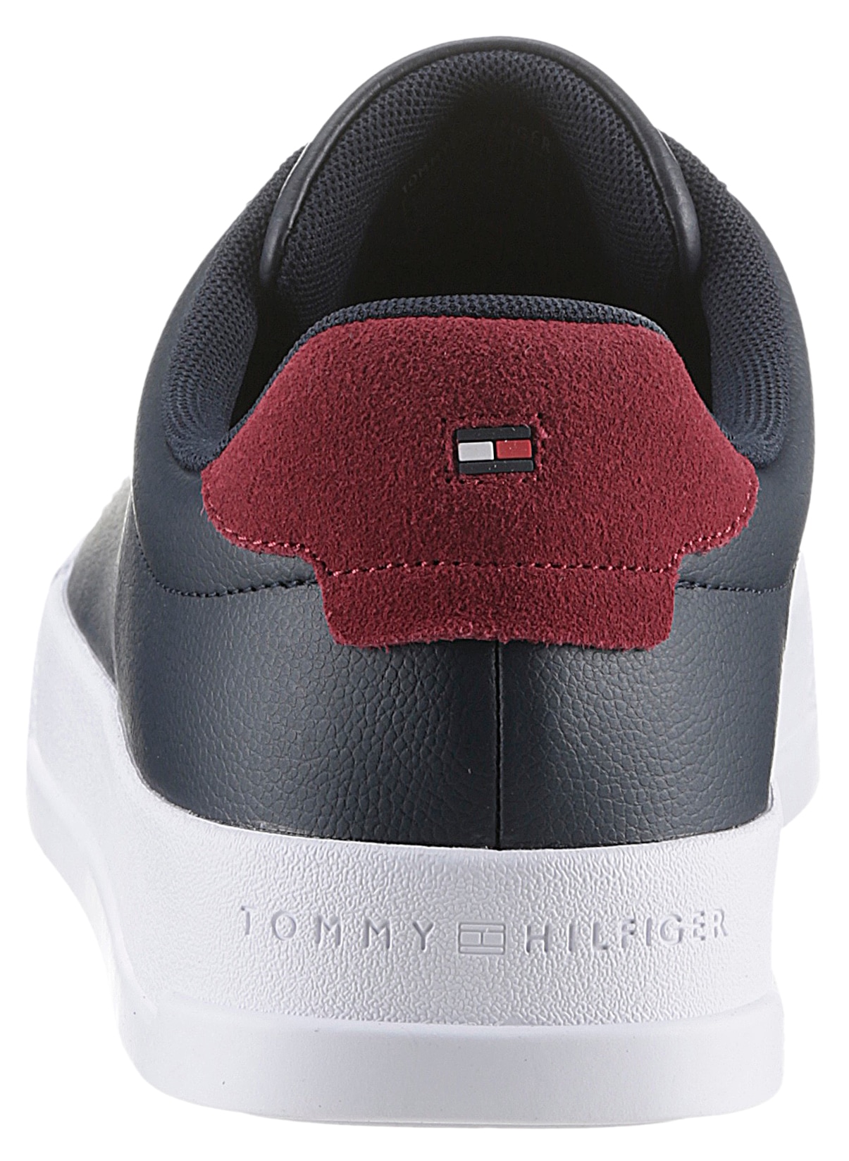 Tommy Hilfiger Plateausneaker »TH COURT LEATHER GRAIN ESS«, Freizeitschuh, Halbschuh, Schnürschuh mit Logoschriftzug