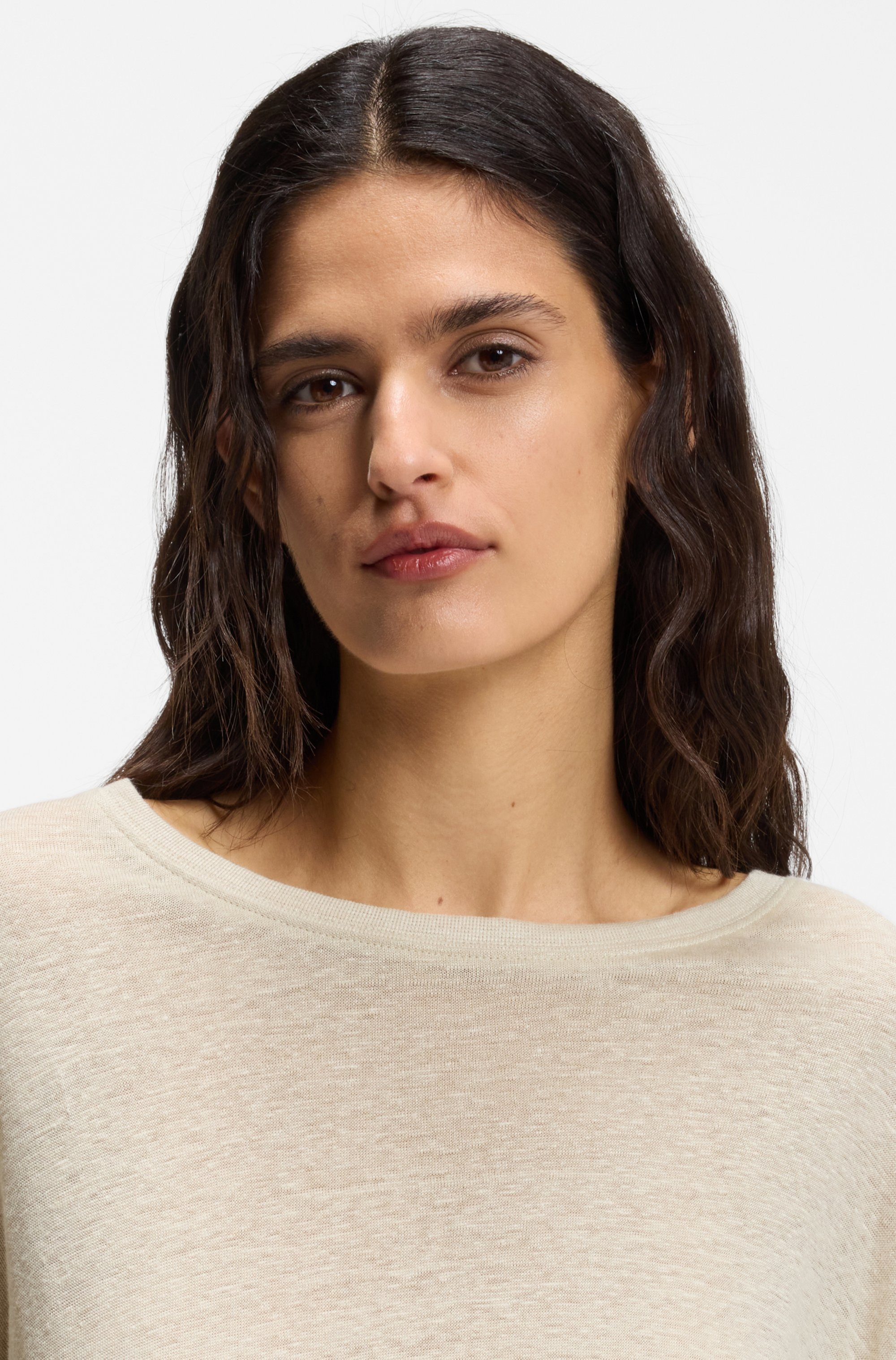 BOSS ORANGE T-Shirt "Emma Premium Damenmode" aus reinem Leinen, Rundhals günstig online kaufen